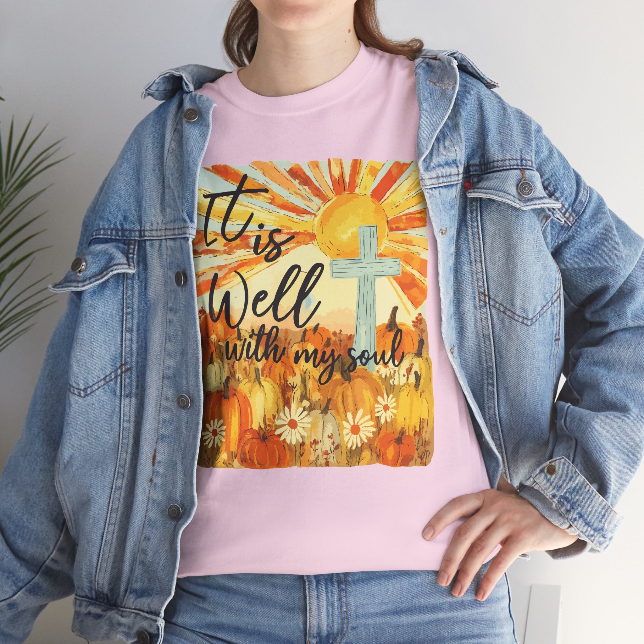 It Is Well With My Soul Pumpkin Sunrise Unisex Cotton T-Shirt