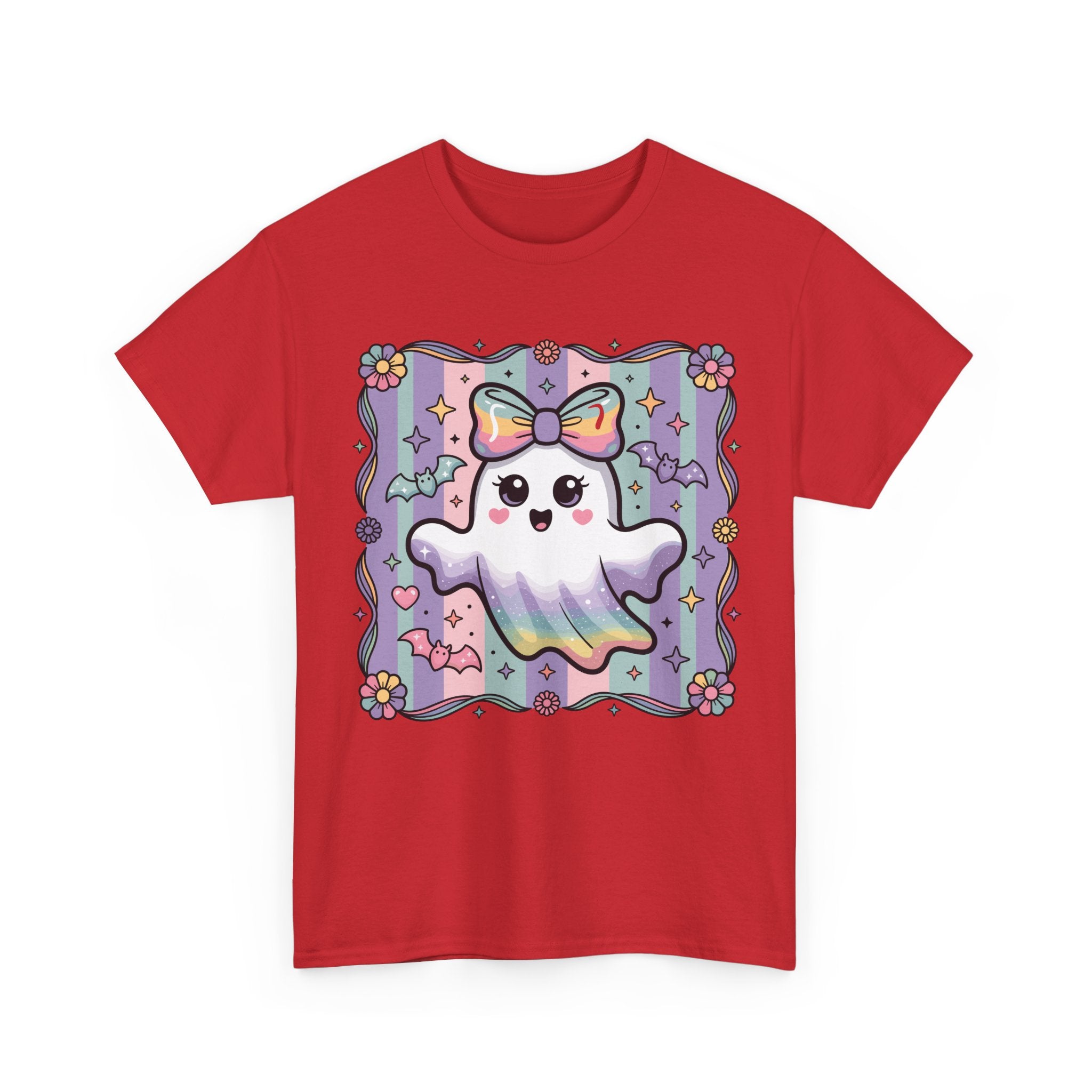 Pastel Ghost Rainbow Bow Unisex Cotton Tee