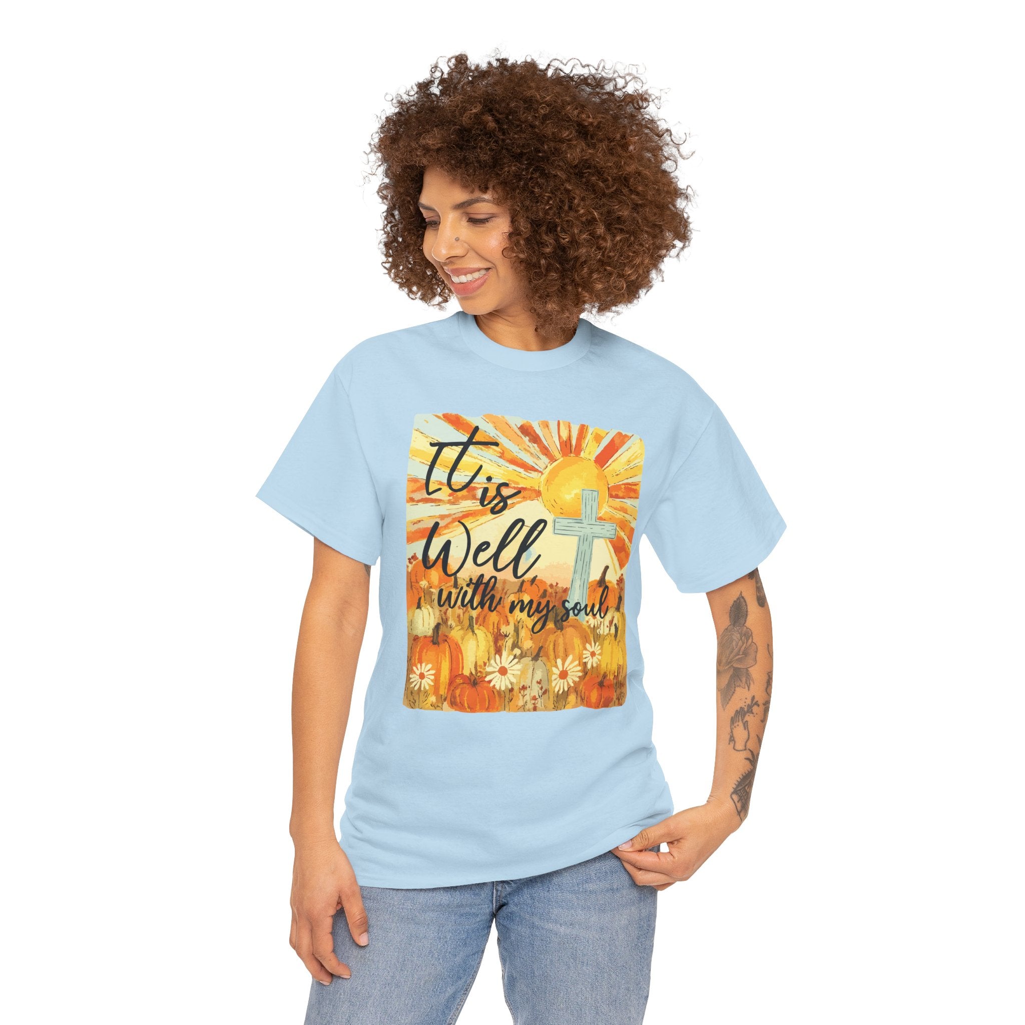 It Is Well With My Soul Pumpkin Sunrise Unisex Cotton T-Shirt