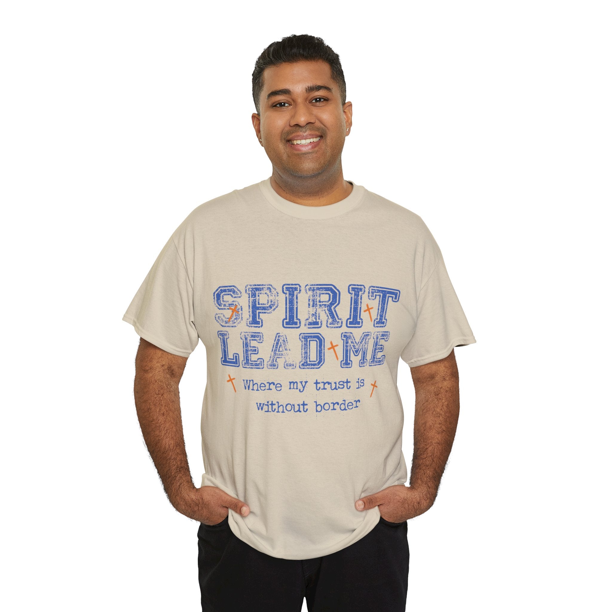 Christian Varsity Tee — “Spirit Lead Me — Where My Trust Is Without Border”. Unisex Cotton Tee