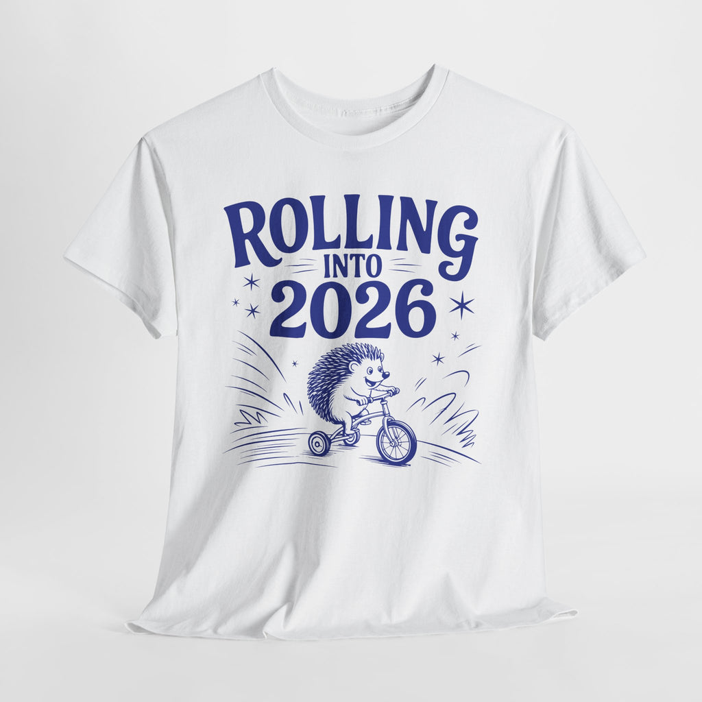 Rolling Into 2026 Hedgehog Tricycle Unisex Cotton Tee