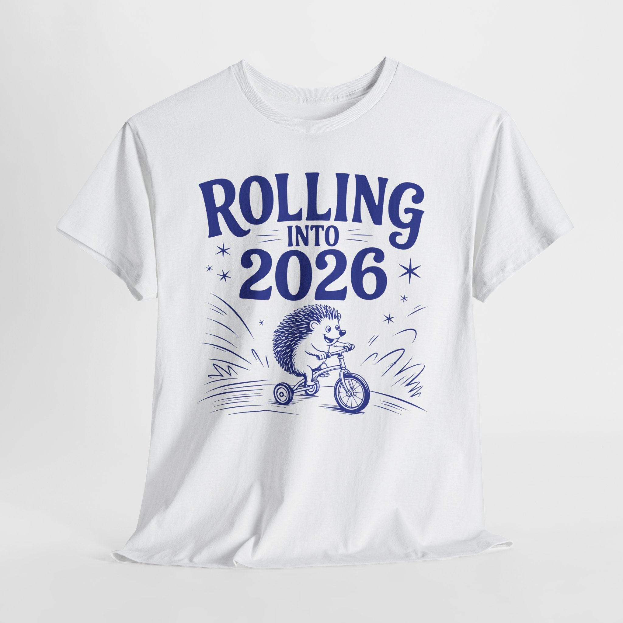Rolling Into 2026 Hedgehog Tricycle Unisex Cotton Tee