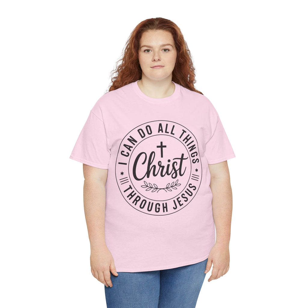 Christian Cross T‑Shirt — "I Can Do All Things Through Christ" Unisex Cotton tee