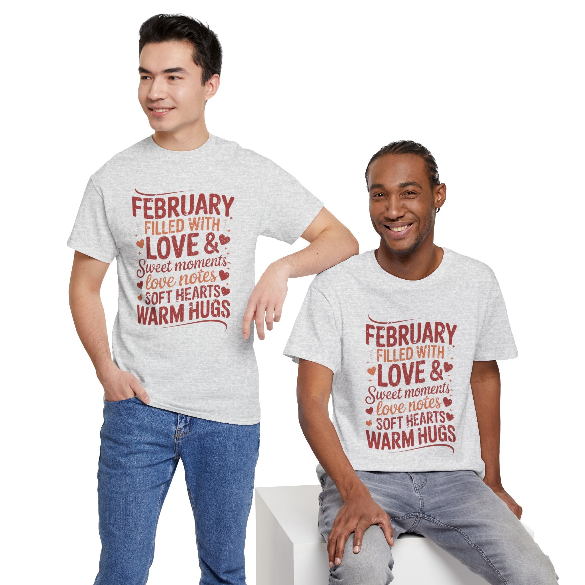 February Filled With Love Tee — Cozy Love Notes Valentine's Unisex Cotton Tshirt
