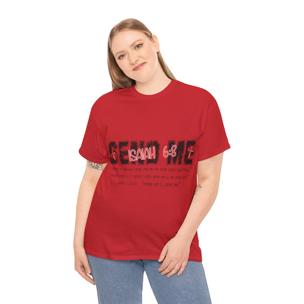 Here I Am Send Me Isaiah 6:8 T-Shirt — Christian Cross Graphic Unisex Cotton Tee