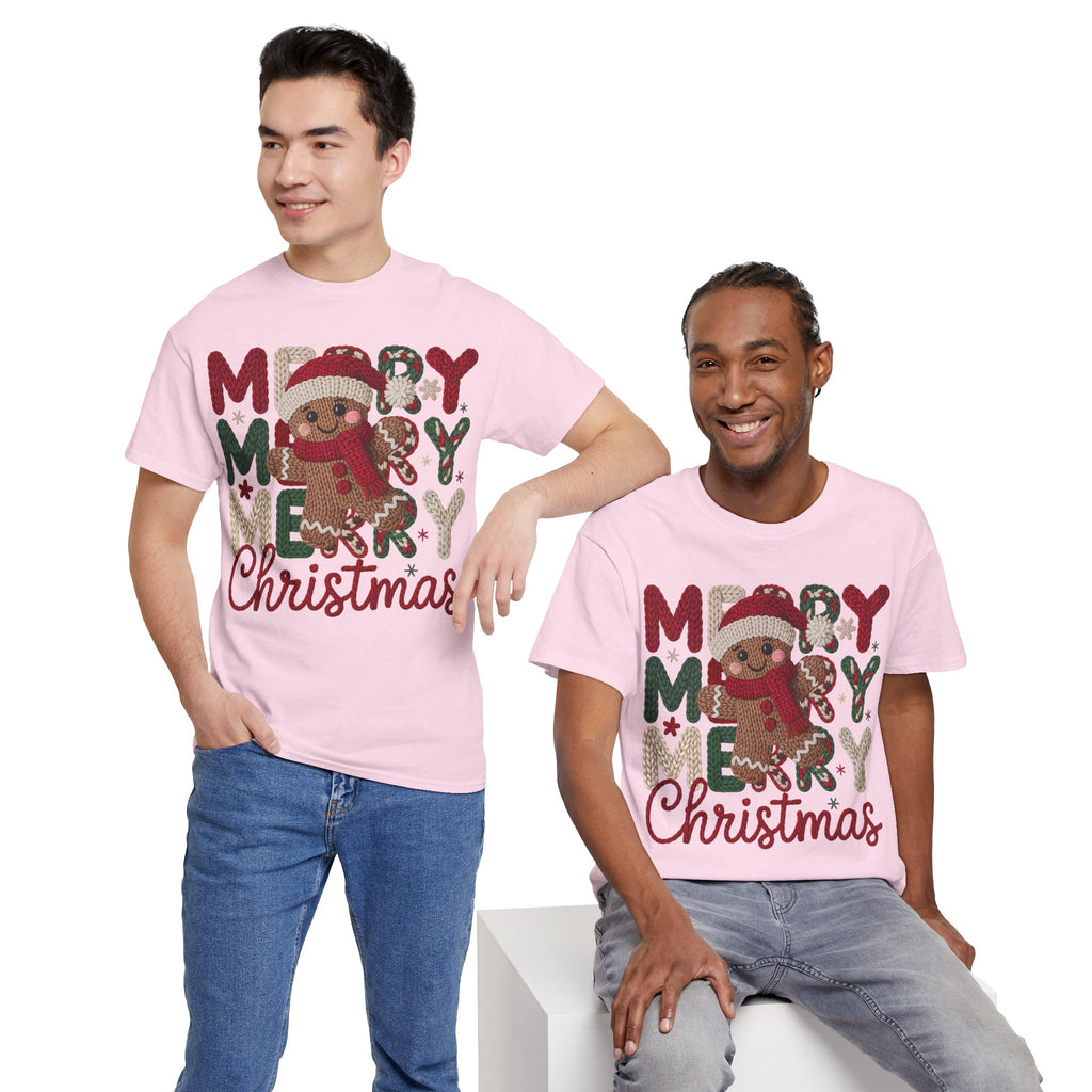 Merry Merry Merry Christmas Gingerbread Unisex Cotton Tee