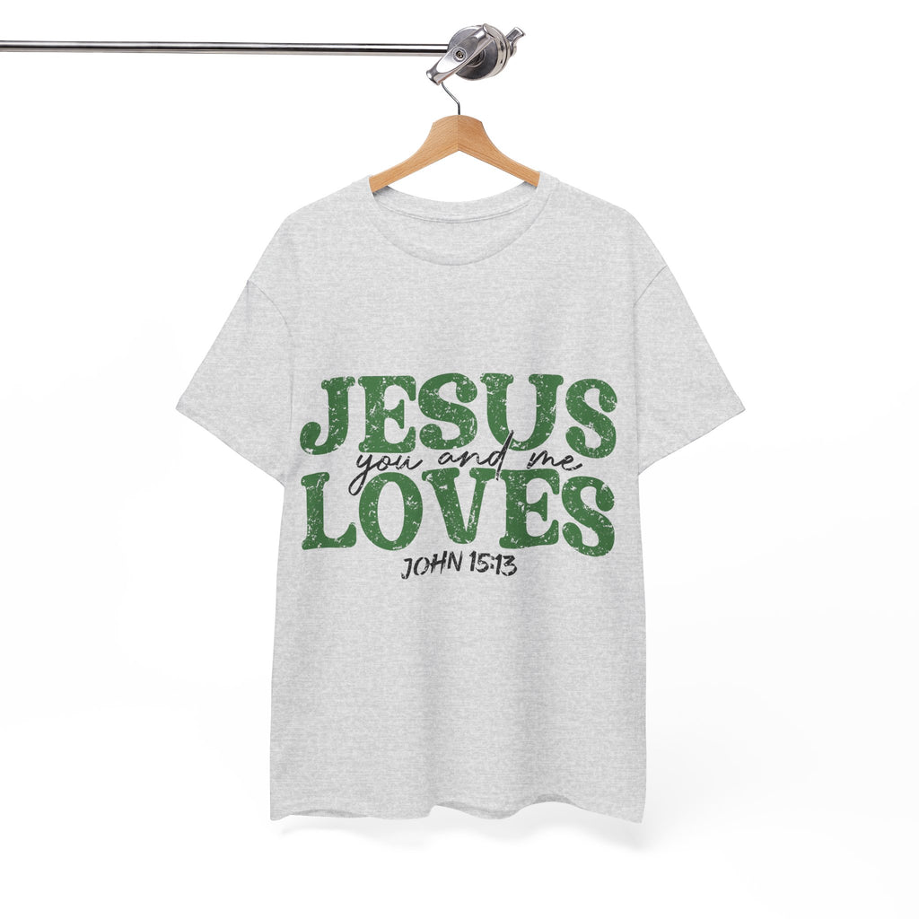 Jesus Loves Vintage Tee — Green Retro Christian Unisex Cotton T-Shirt