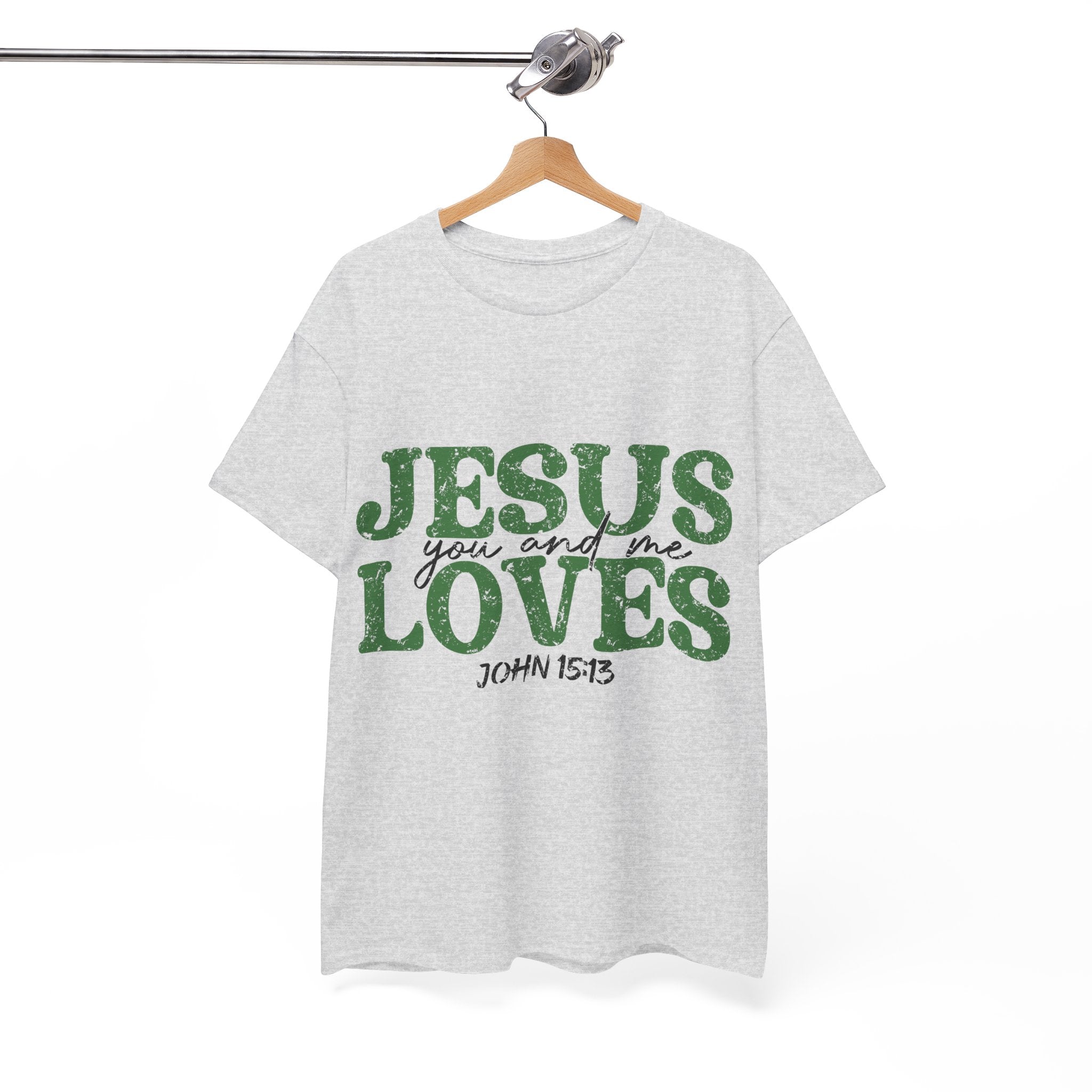 Jesus Loves Vintage Tee — Green Retro Christian Unisex Cotton T-Shirt