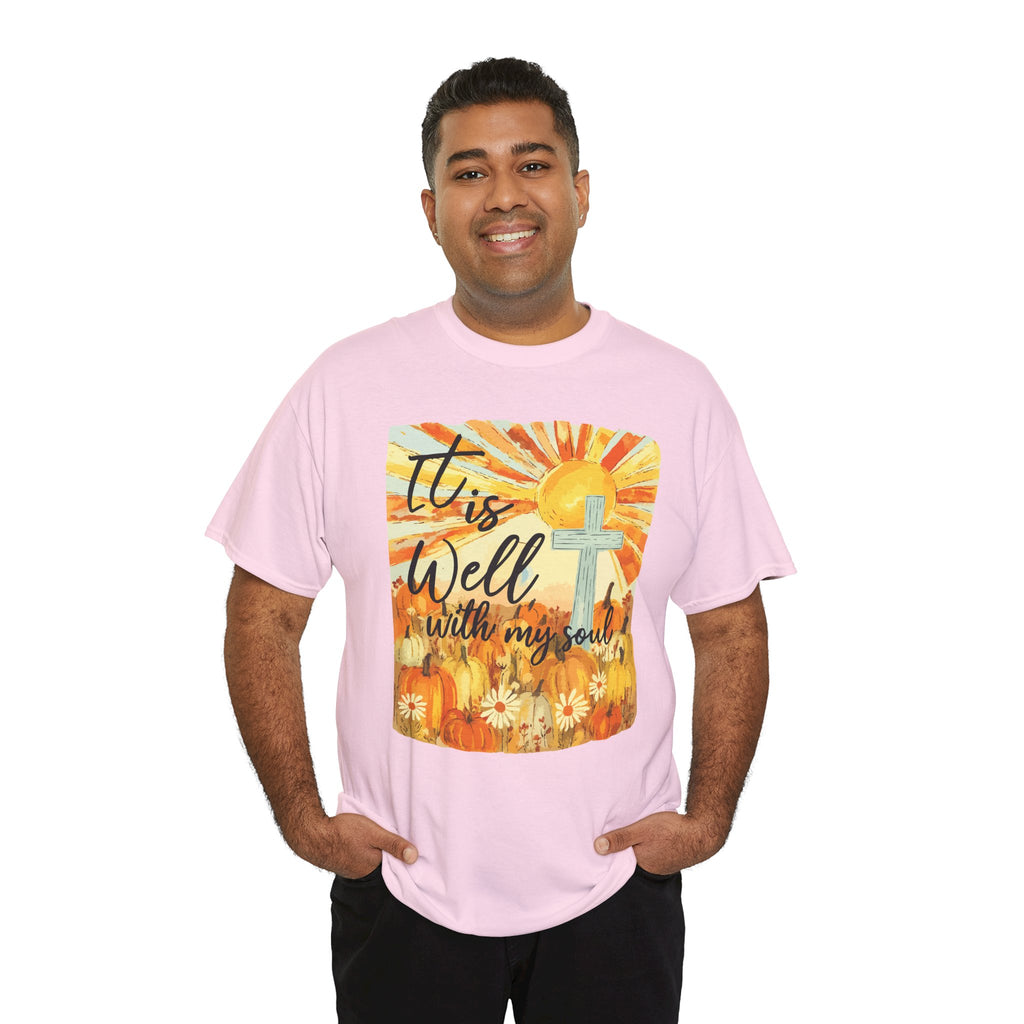It Is Well With My Soul Pumpkin Sunrise Unisex Cotton T-Shirt