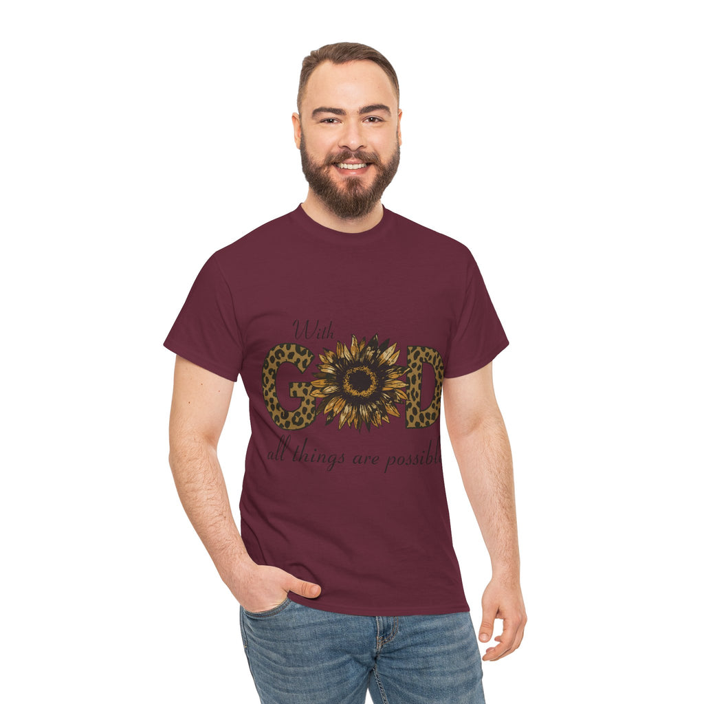 GOD Leopard Print Sunflower Unisex Cotton Tee