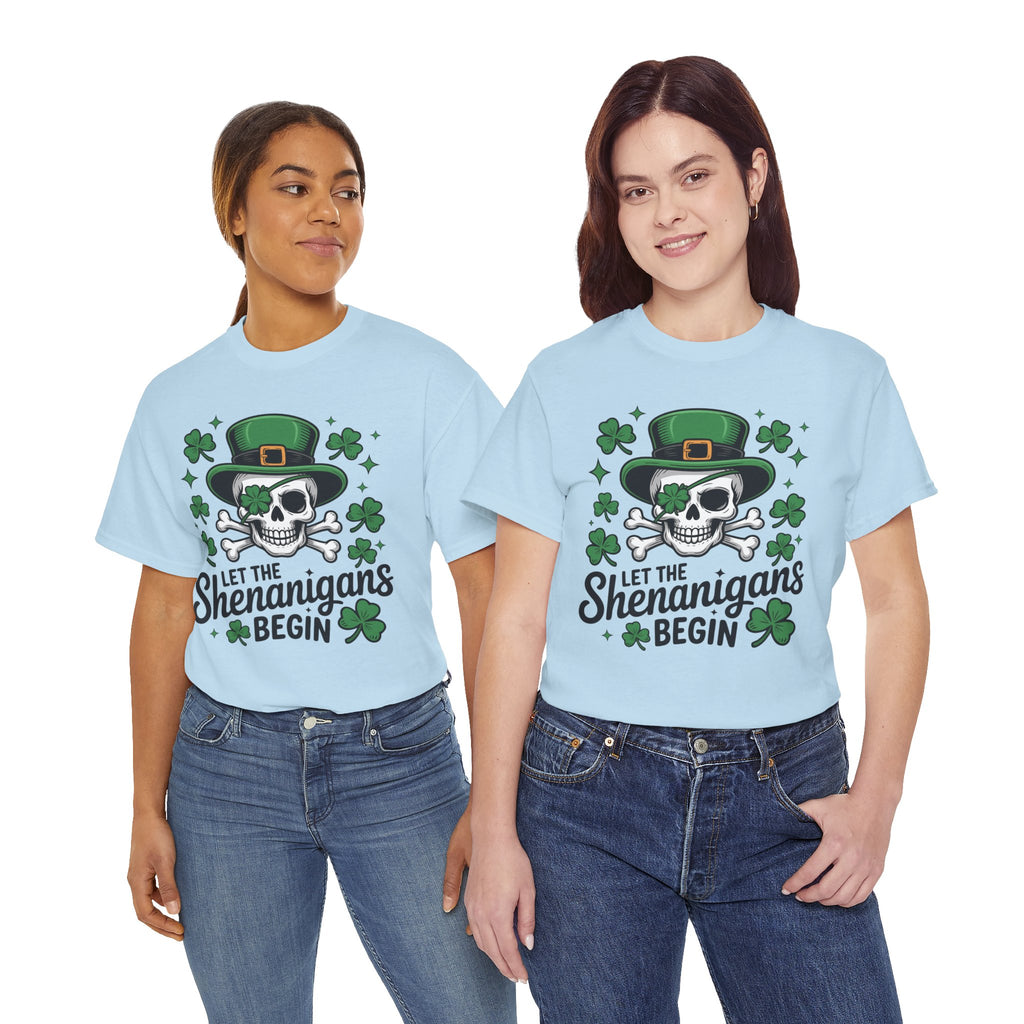 Let the Shenanigans Begin — Leprechaun Skull Unisex Cotton T-Shirt