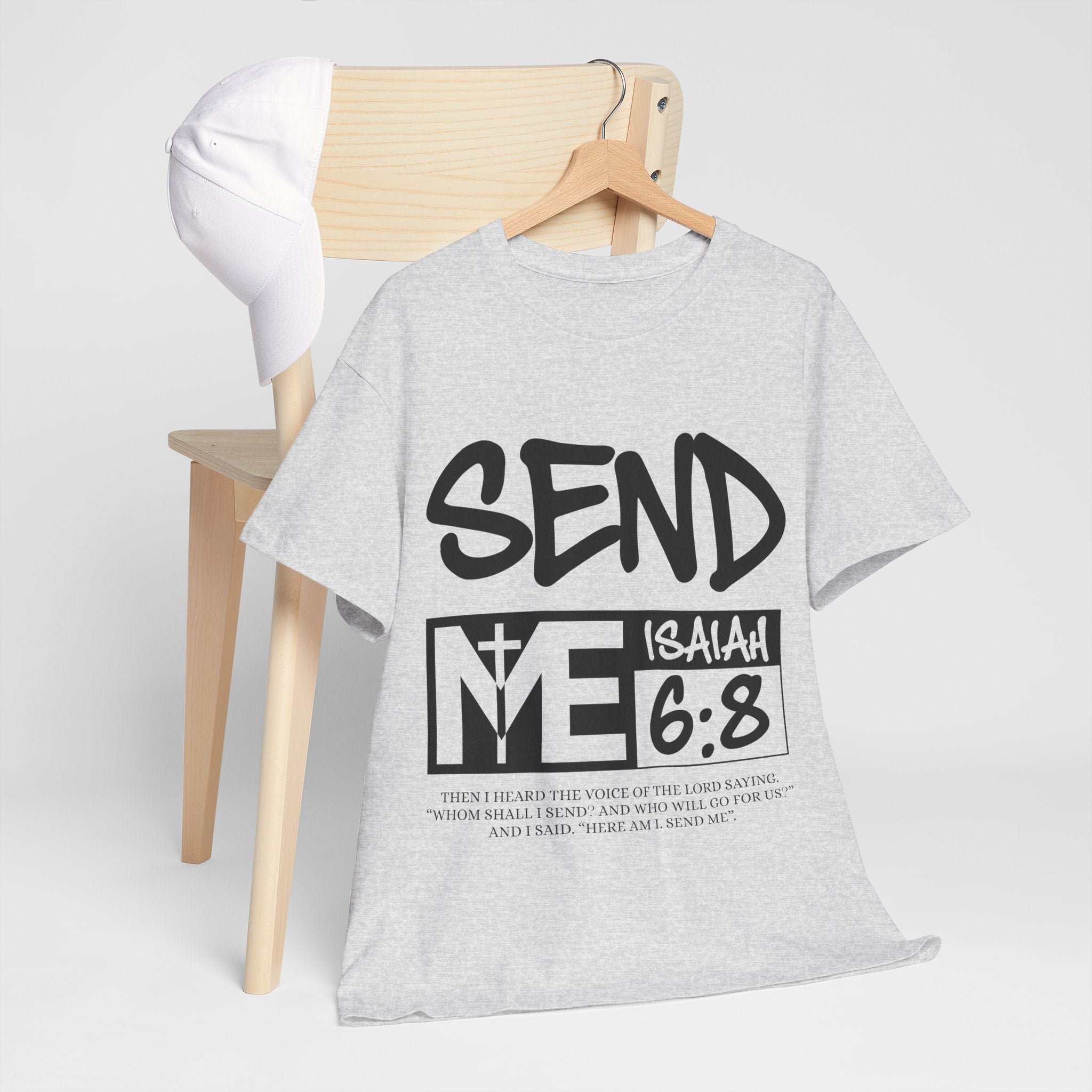 Send Me Isaiah 6:8 Christian T-Shirt — Cross Faith Unisex Cotton Tee