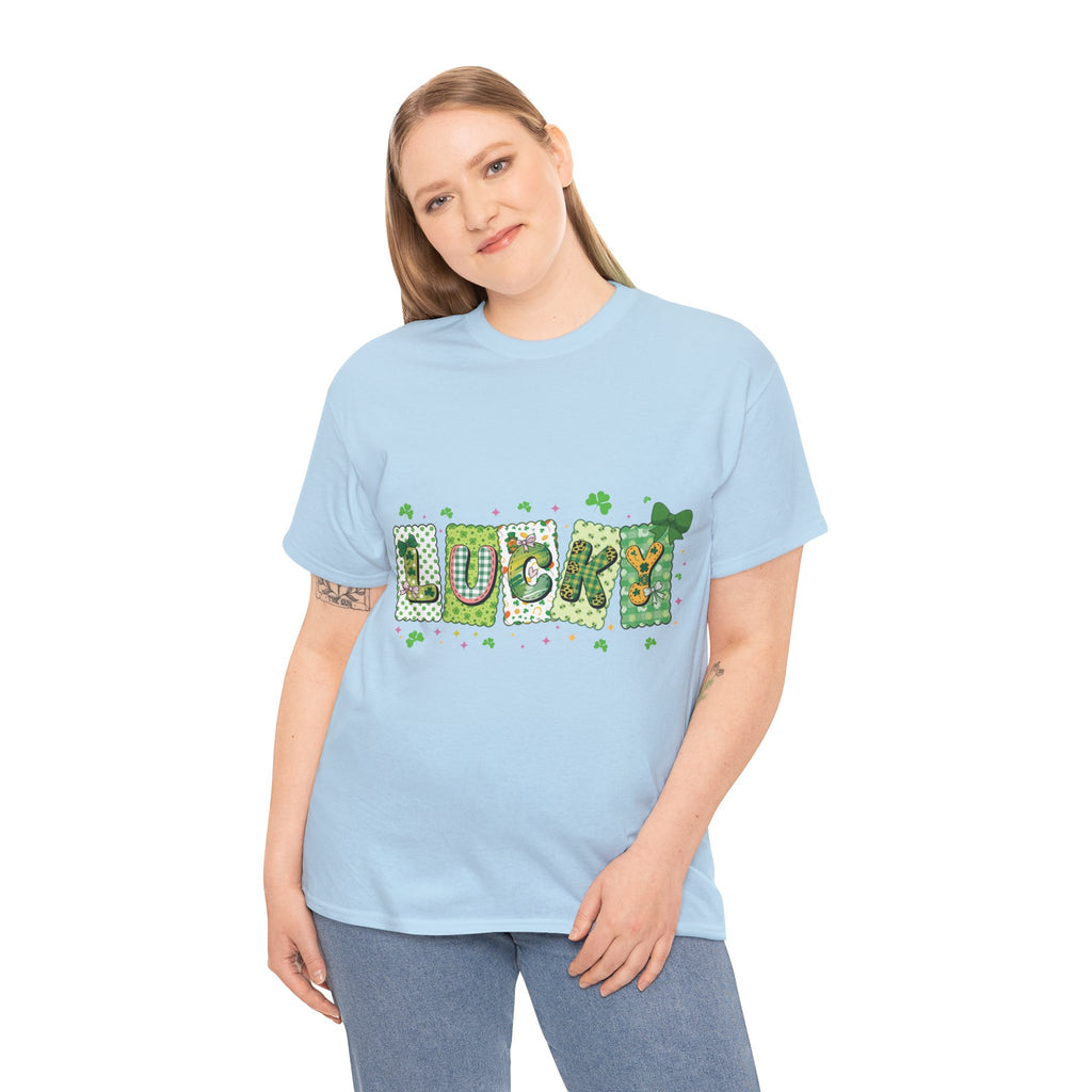 Lucky Patchwork Plaid Clover Tee — St. Patrick’s Day Unisex Cotton T-Shirt
