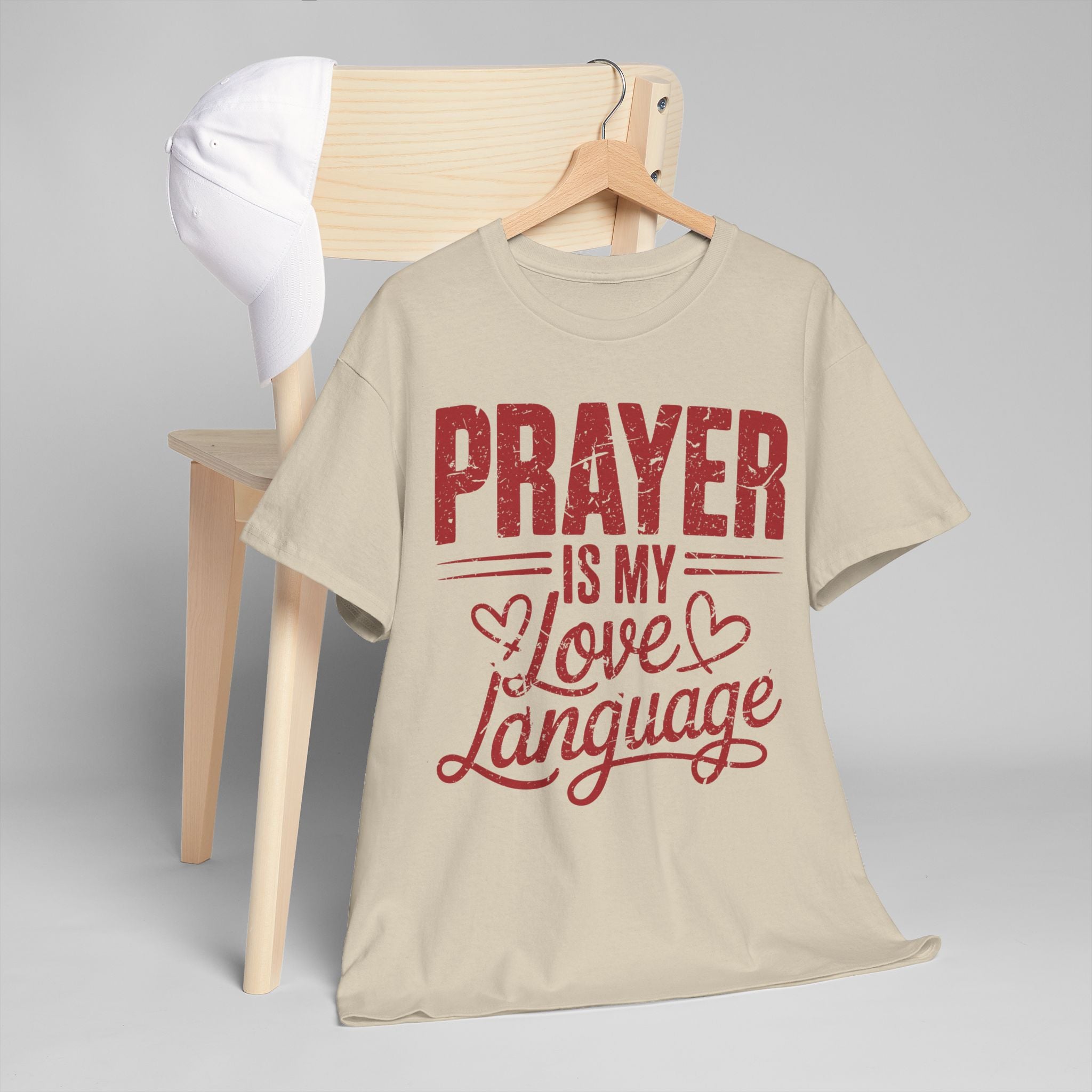 Prayer Is My Love Language T-Shirt — Faith-Inspired Red Hearts Unisex Cotton Tee