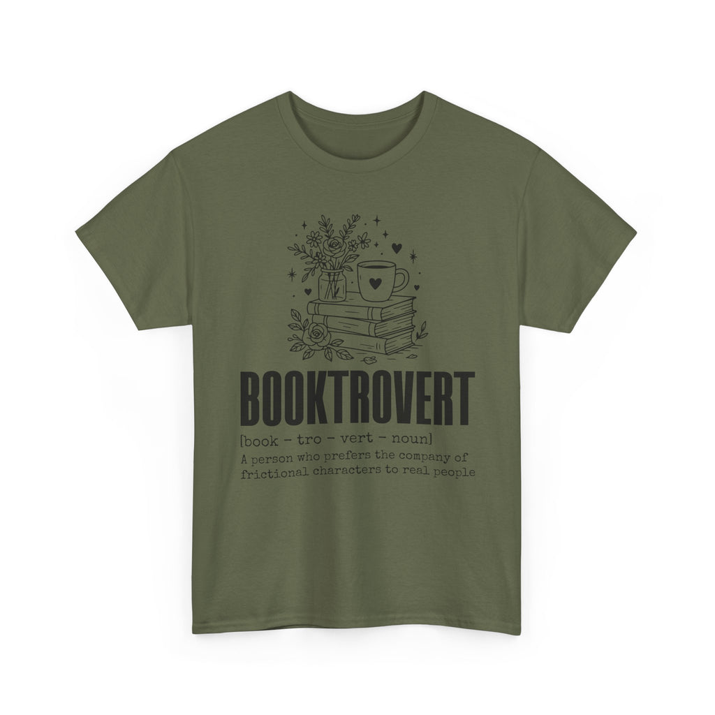 Booktrovert Graphic Tee — "Booktrovert" Definition, Books & Coffee Design Unisex Cotton Tee
