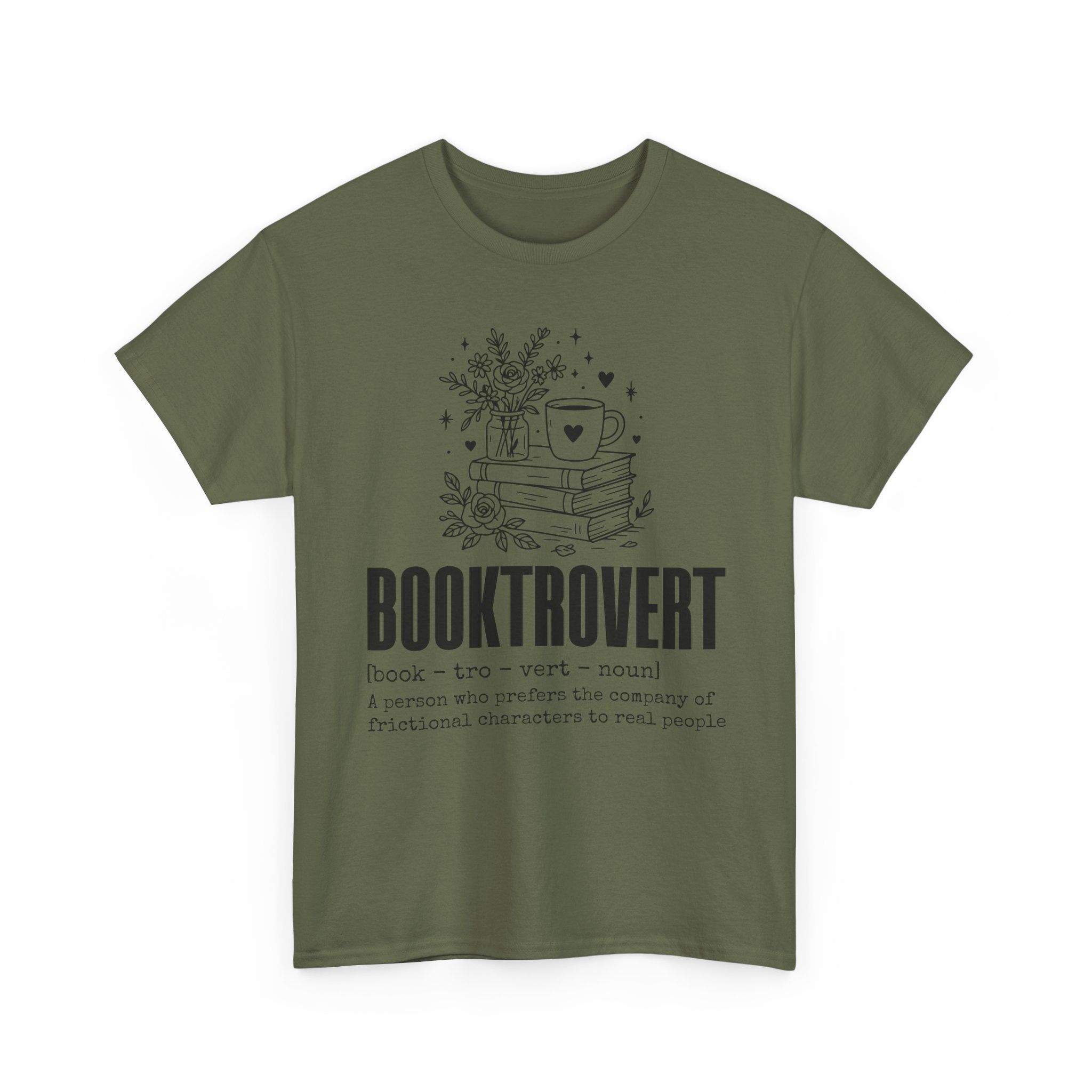 Booktrovert Graphic Tee — "Booktrovert" Definition, Books & Coffee Design Unisex Cotton Tee