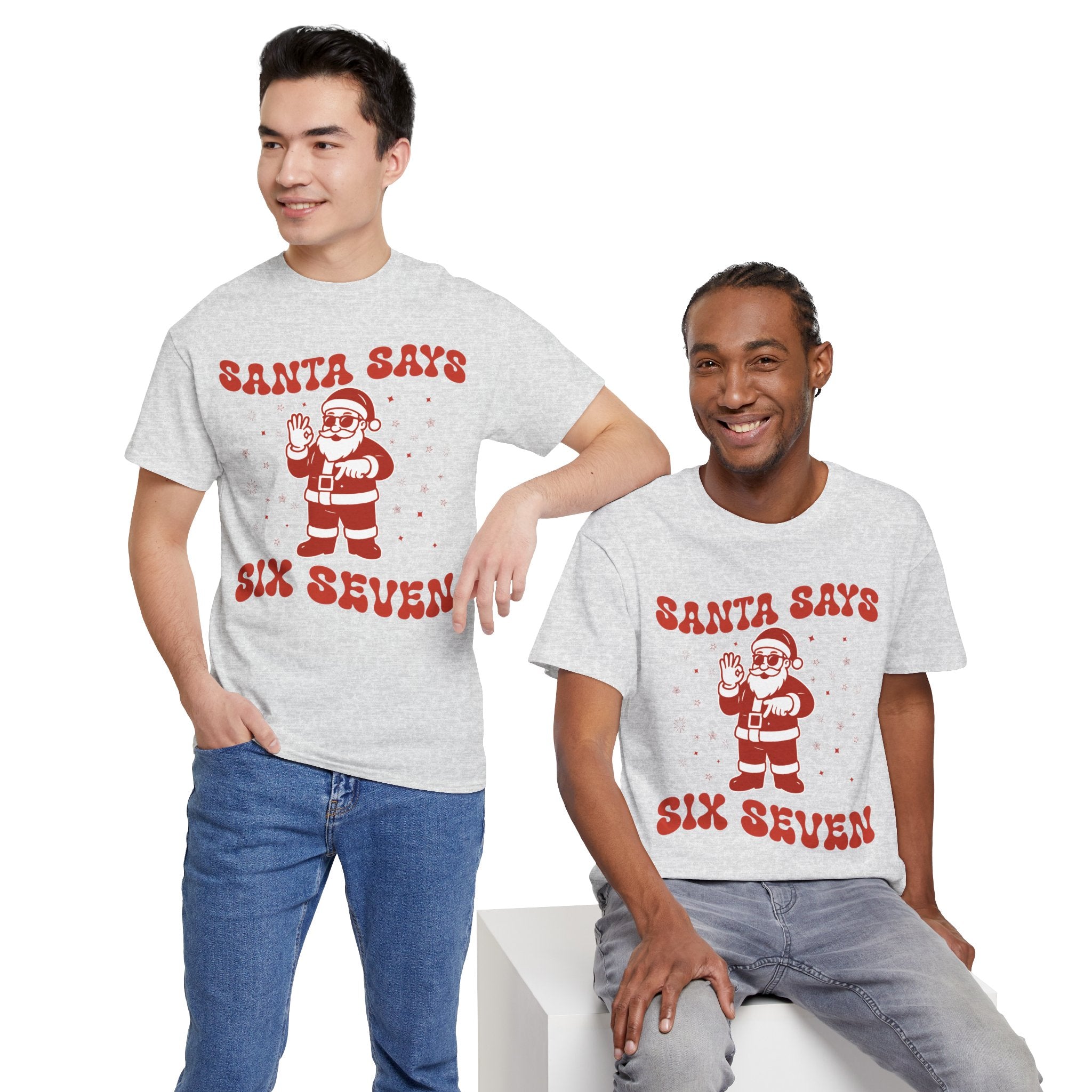 Retro 'Santa Says Six Seven' Christmas Unisex Cotton Tee