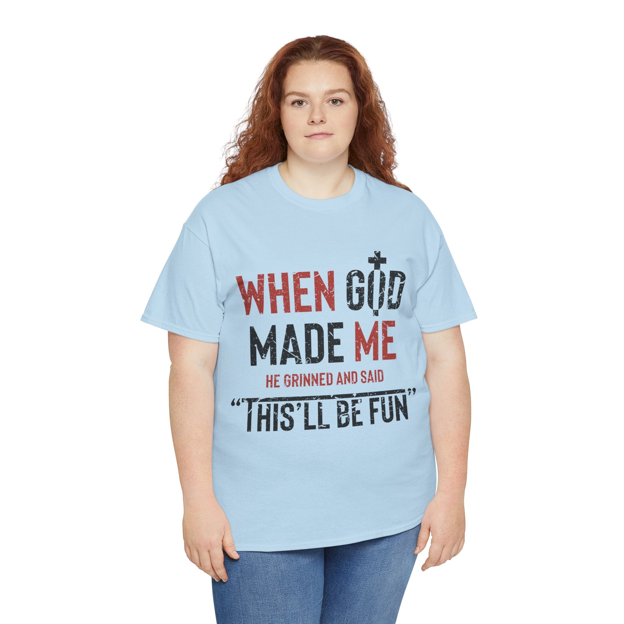 Humorous Grunge Quote Tee — "When He Saw Me, He Grinned and Said"Unisec Cotton Tee