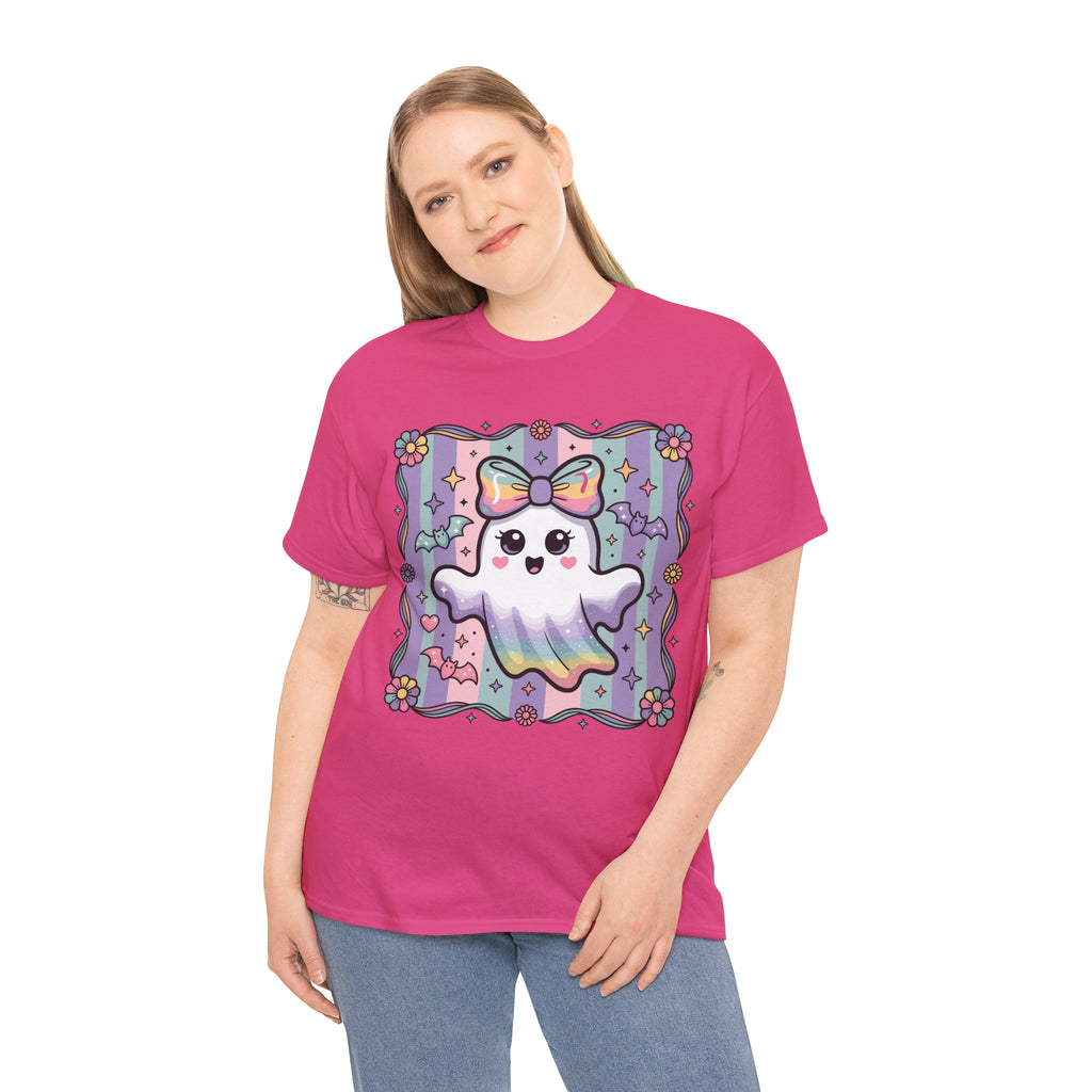 Pastel Ghost Rainbow Bow Unisex Cotton Tee