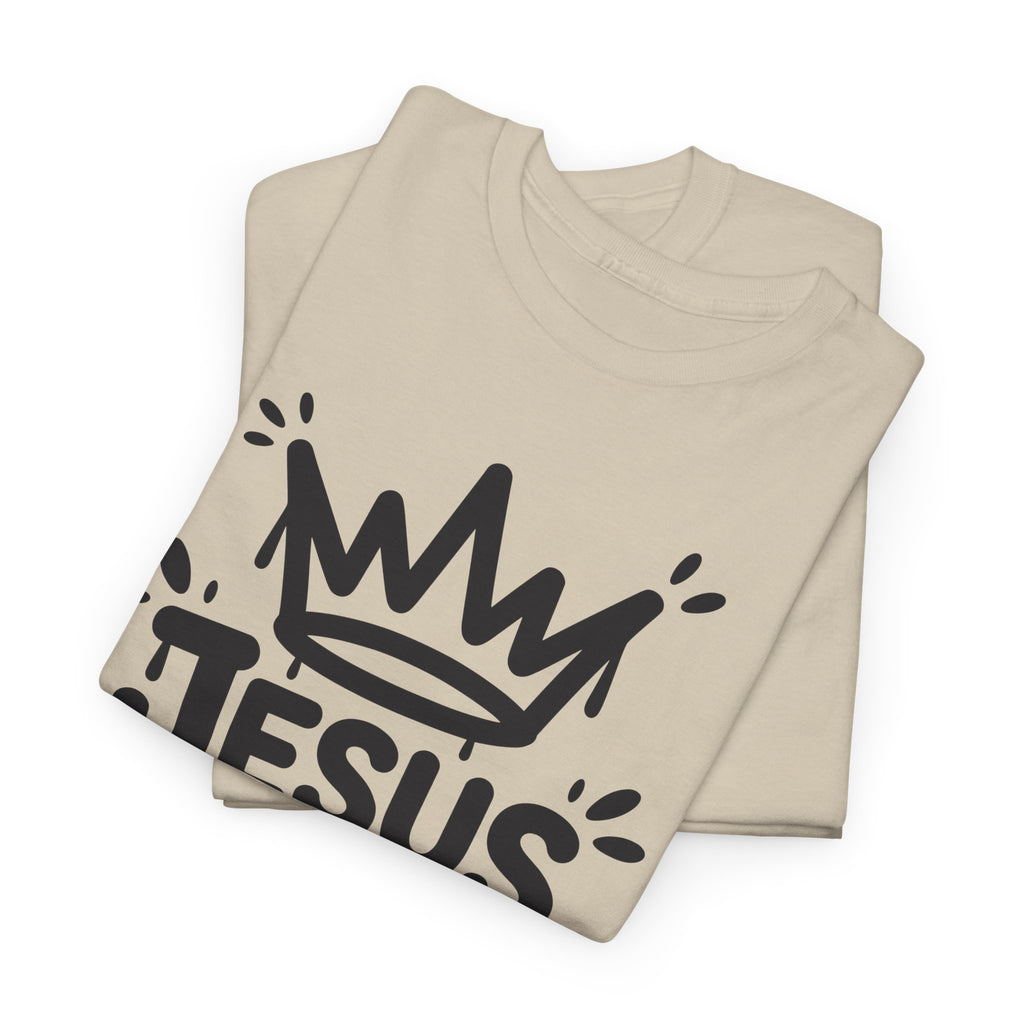 Jesus Is King Crown T-Shirt — Minimalist Christian Unisex Cotton Tee