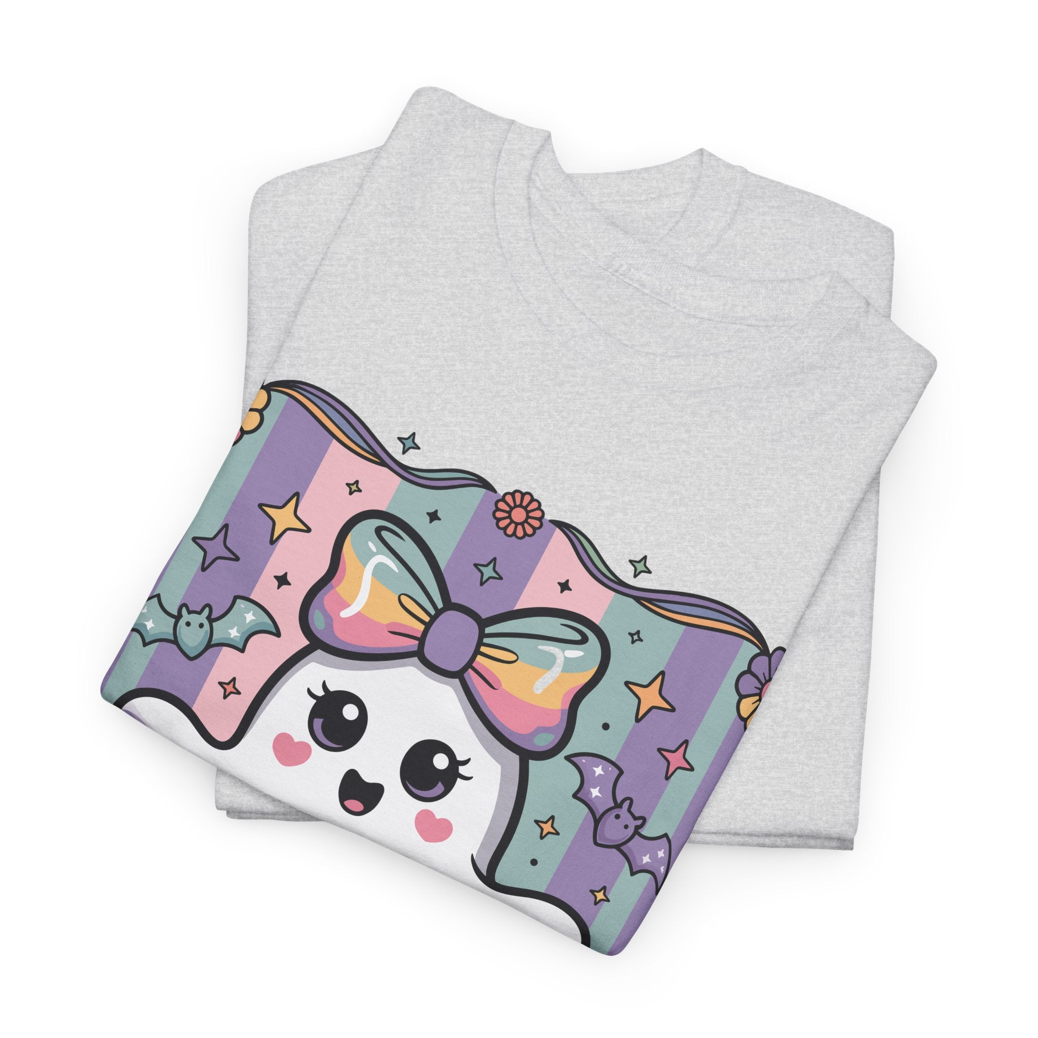 Pastel Ghost Rainbow Bow Unisex Cotton Tee