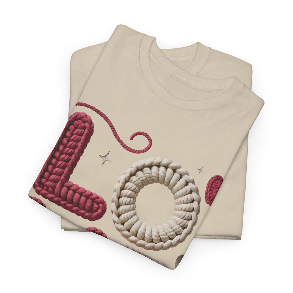 LOVE Faux Yarn Heart Unisex Cotton Tee