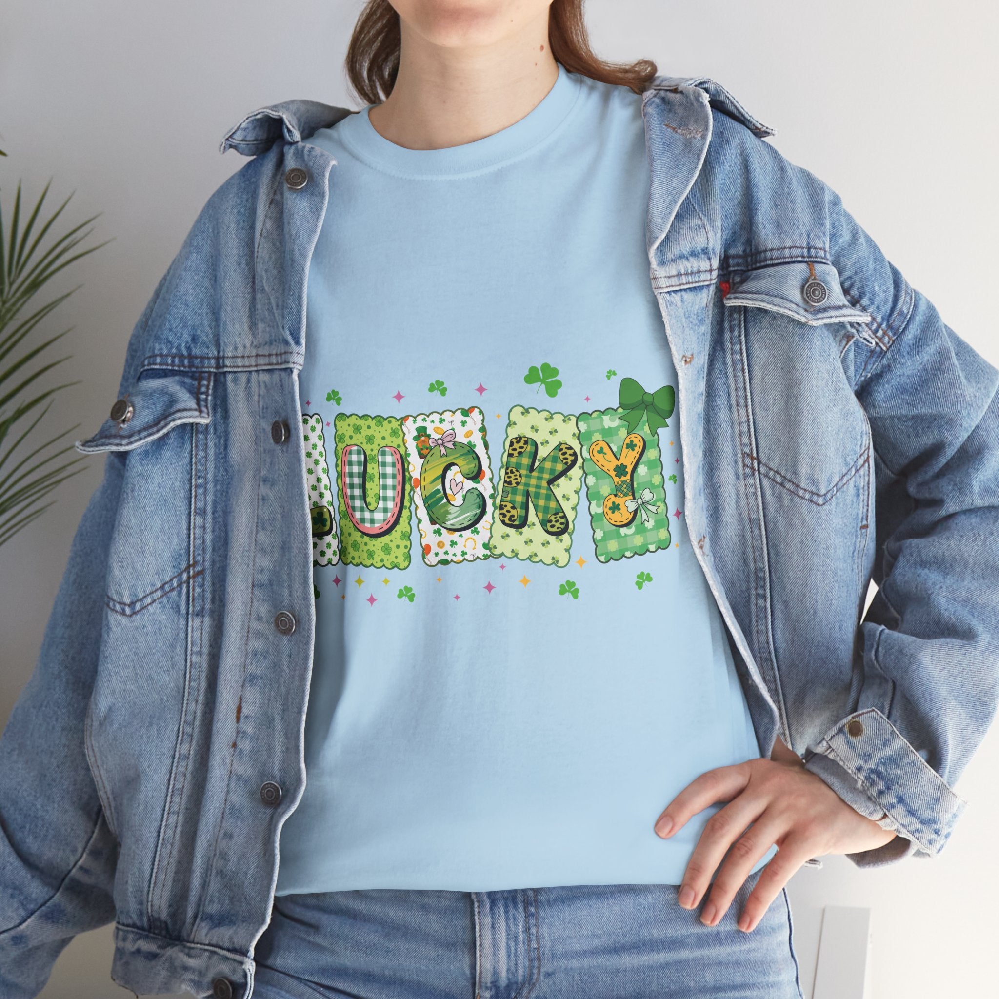 Lucky Patchwork Plaid Clover Tee — St. Patrick’s Day Unisex Cotton T-Shirt