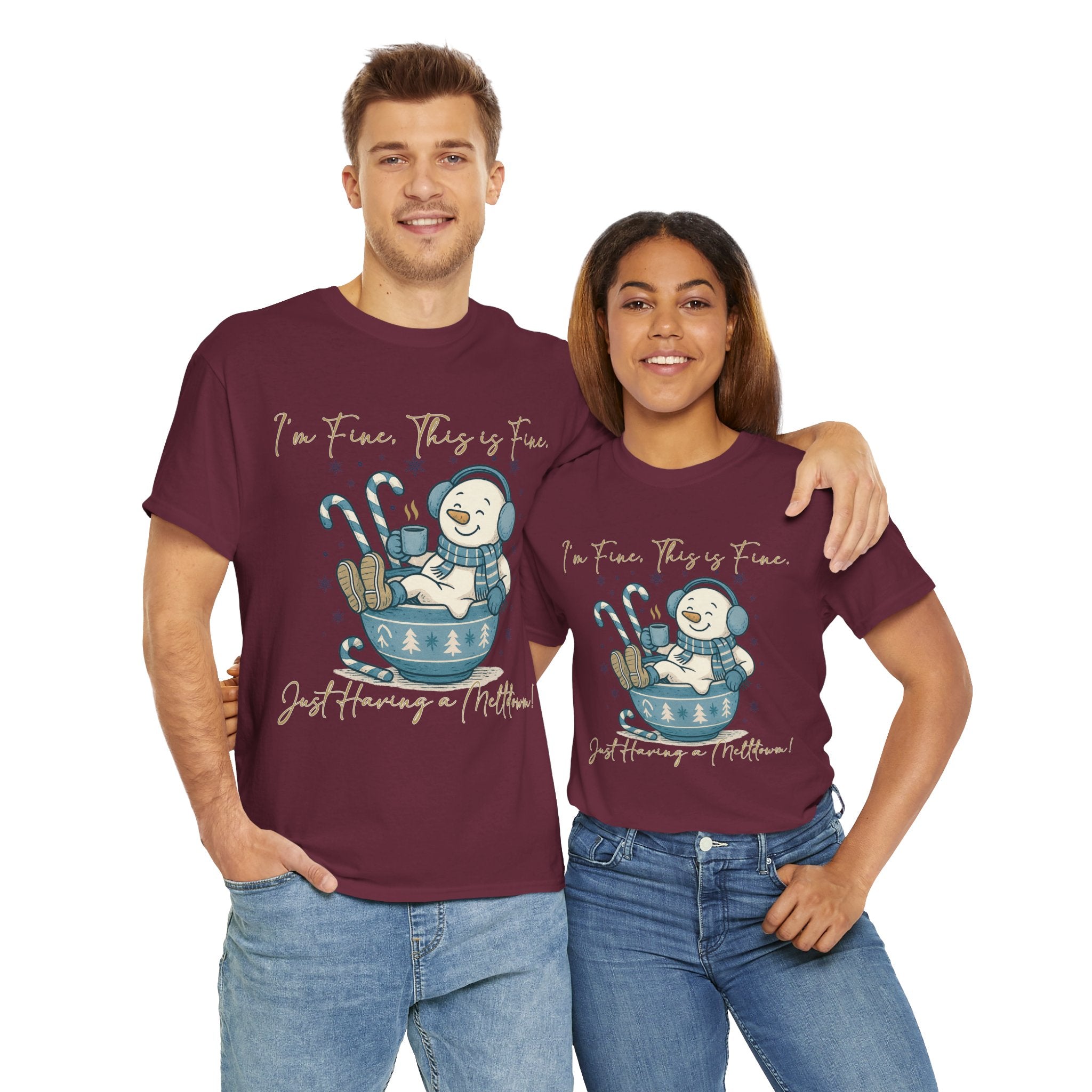 Snowman Hot Cocoa Unisex Cotton Tee