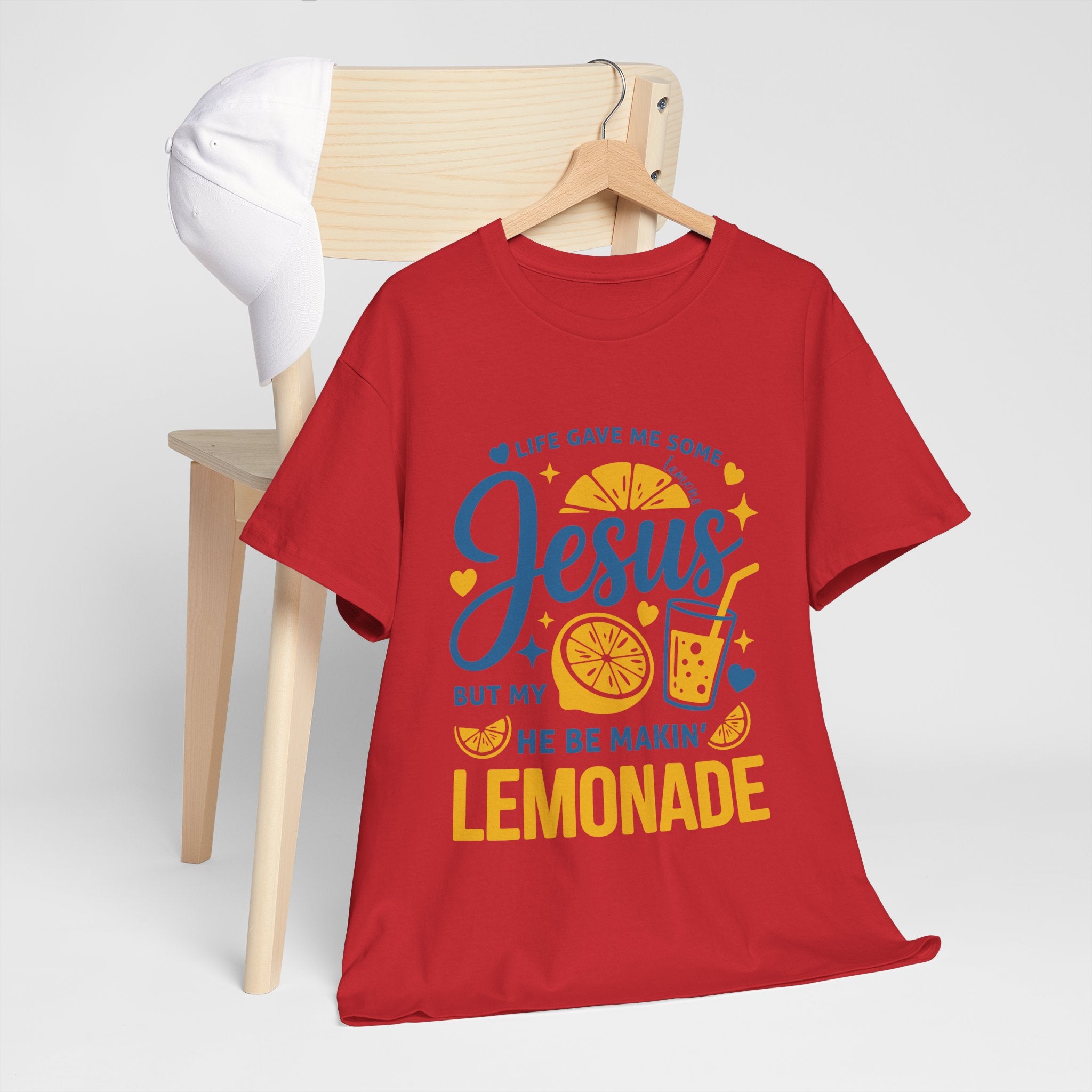 Christian Lemonade T-Shirt — “Life gave me some lemons but my Jesus He be makin’ lemonade”. Unisex Cotton Tee