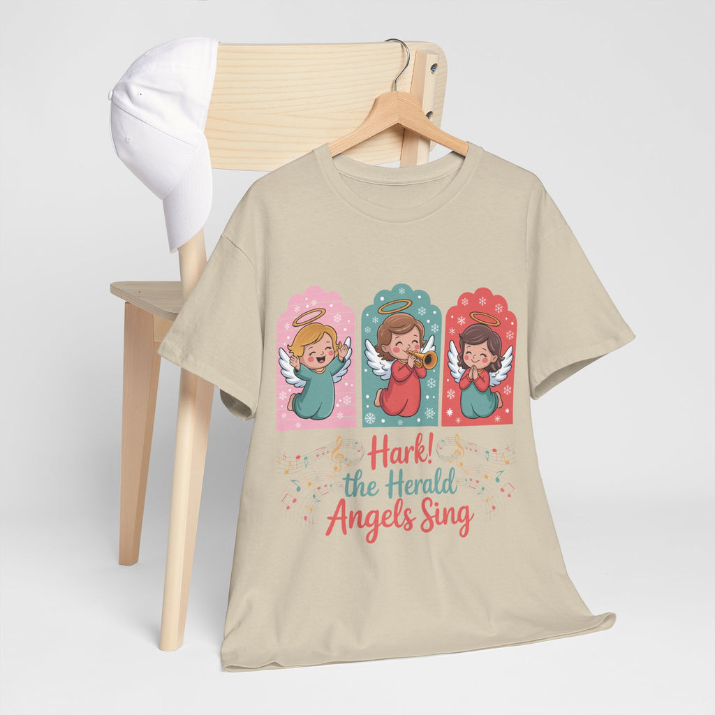 Hark! The Herald Angels Sing Tee — Three Singing Angels Christmas Unisex Cotton T-Shirt