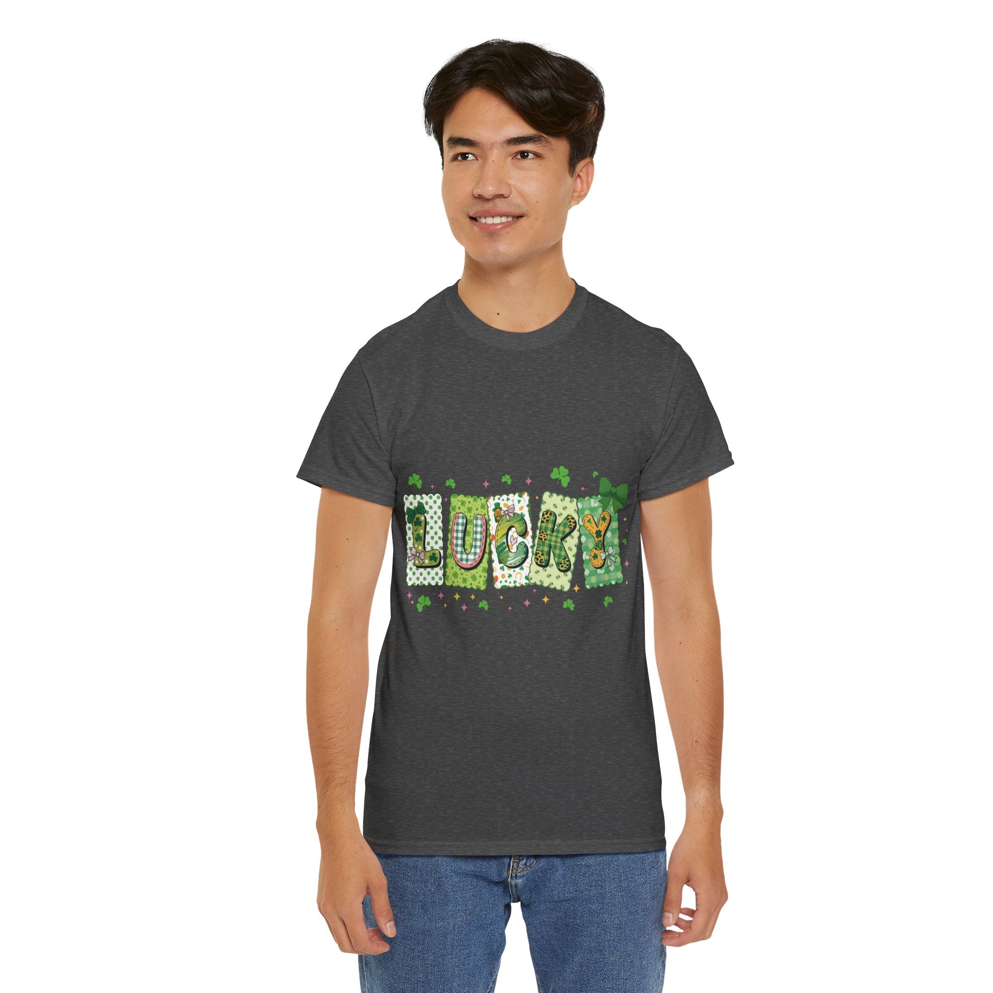 Lucky Patchwork Plaid Clover Tee — St. Patrick’s Day Unisex Cotton T-Shirt