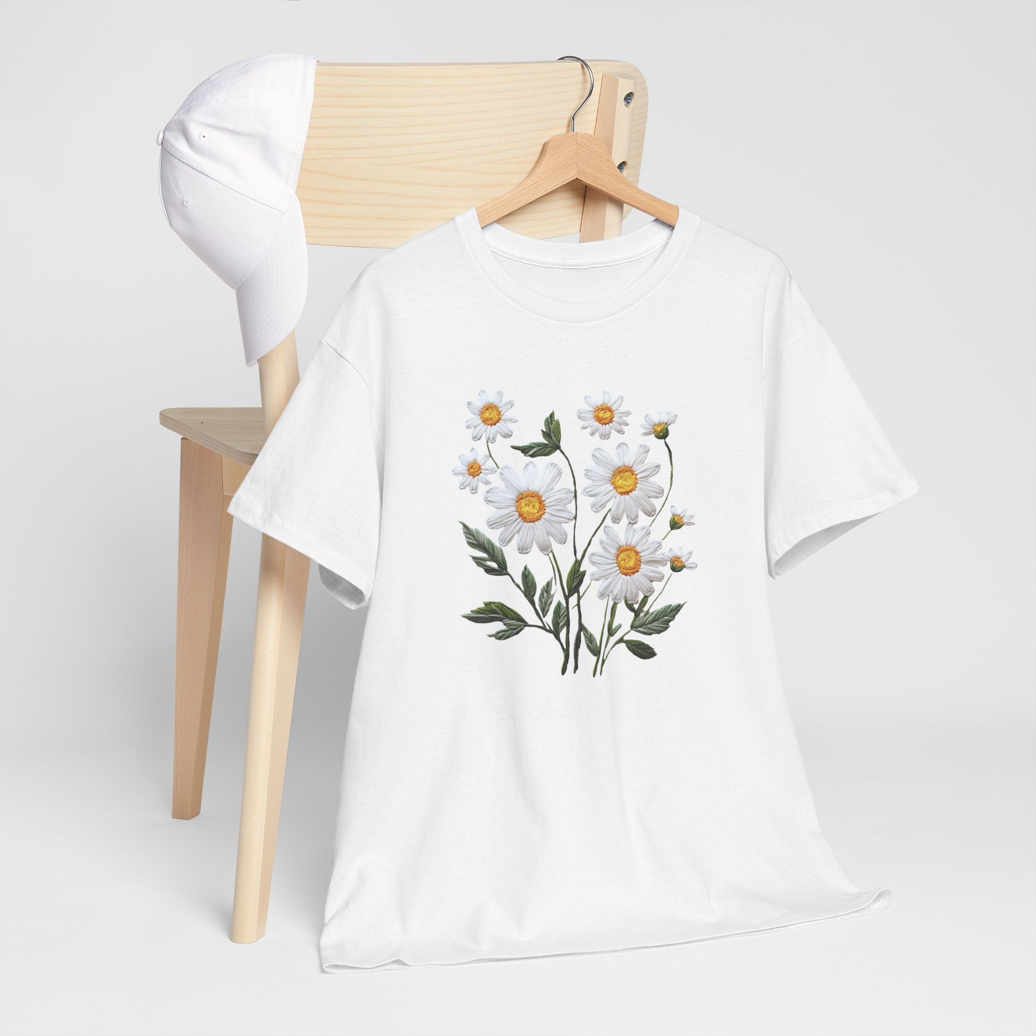God Is Good All The Time Embroidered Daisy Unisex Cotton Tee