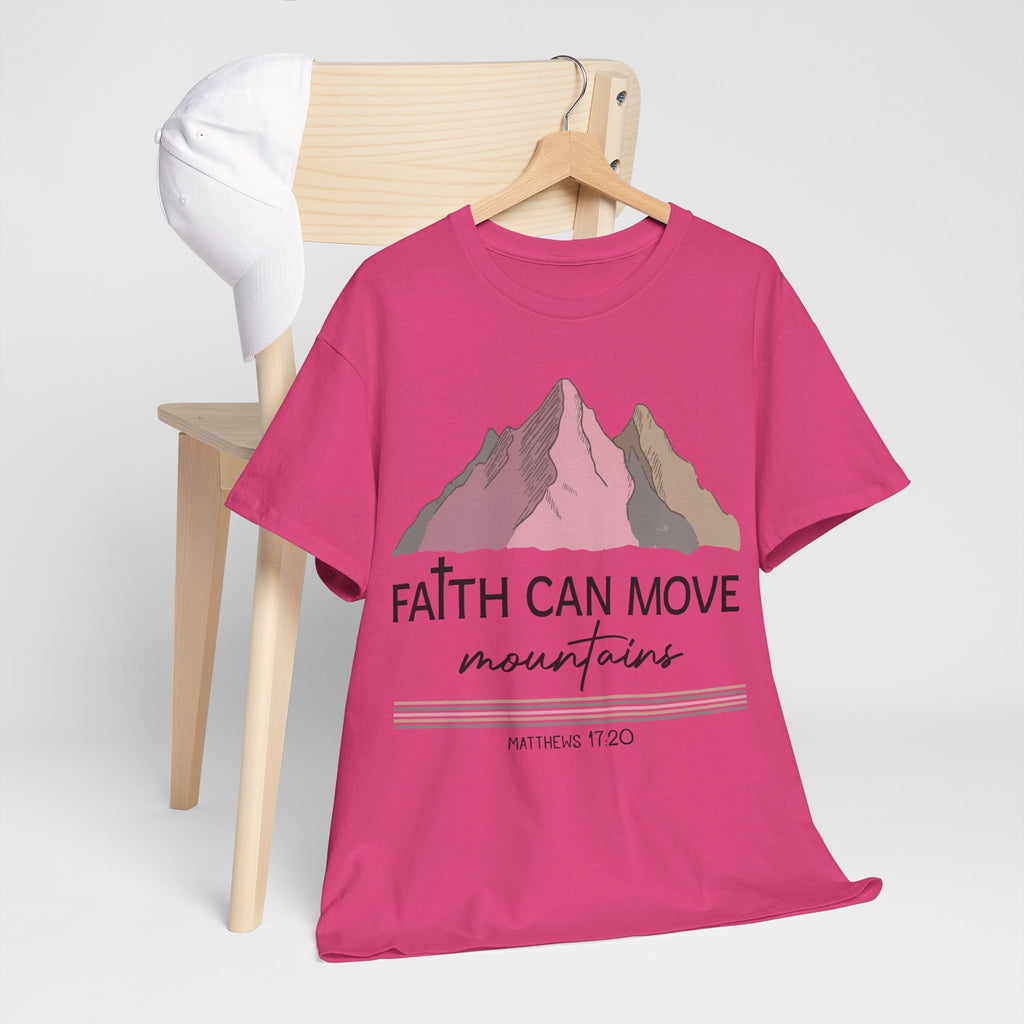 Faith Can Move Mountains Mountain Tee — Pastel Inspirational Christian Unisex Cotton T-Shirt