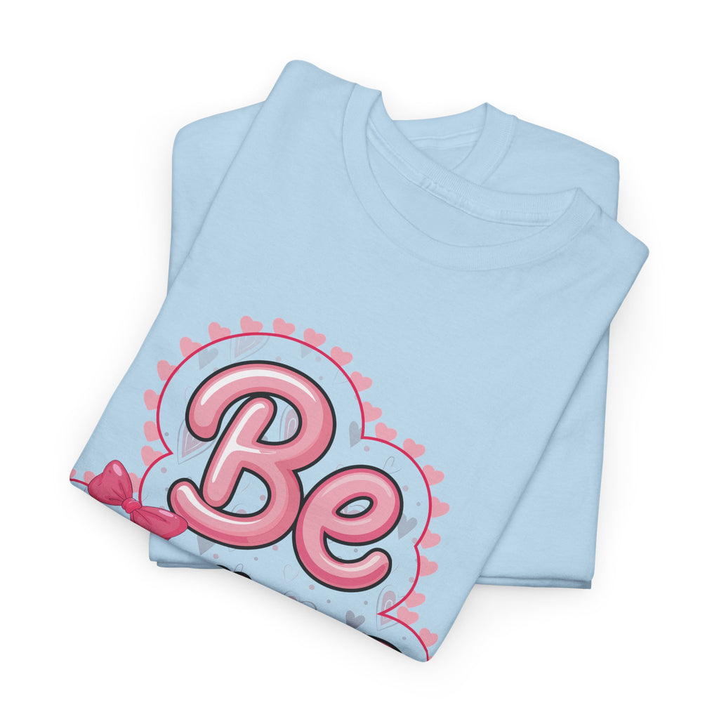 Be Mine Valentine T-Shirt — Pink Bubble Letters with Hearts & Bow..Unisex Cotton Tee