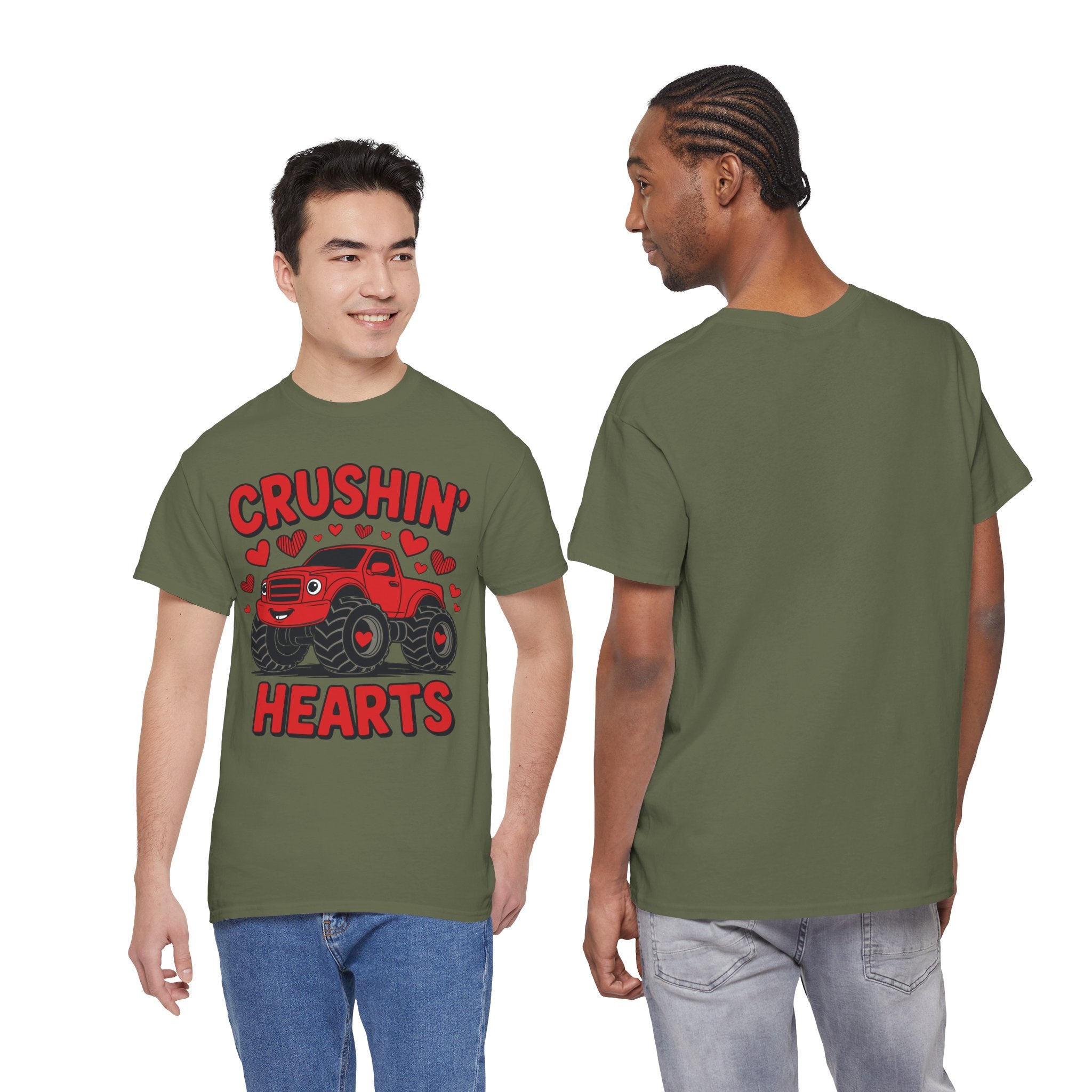 Crushin’ Hearts Valentine Monster Truck Unisex Cotton Tee