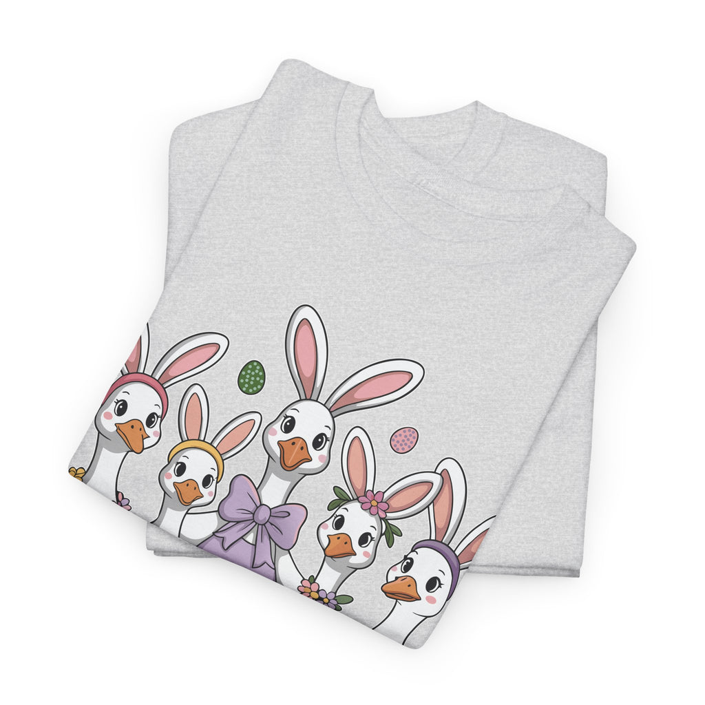 Just an Eggs-cited Goose Easter Tee — Funny Geese in Bunny Ears Unisex Cotton Tee