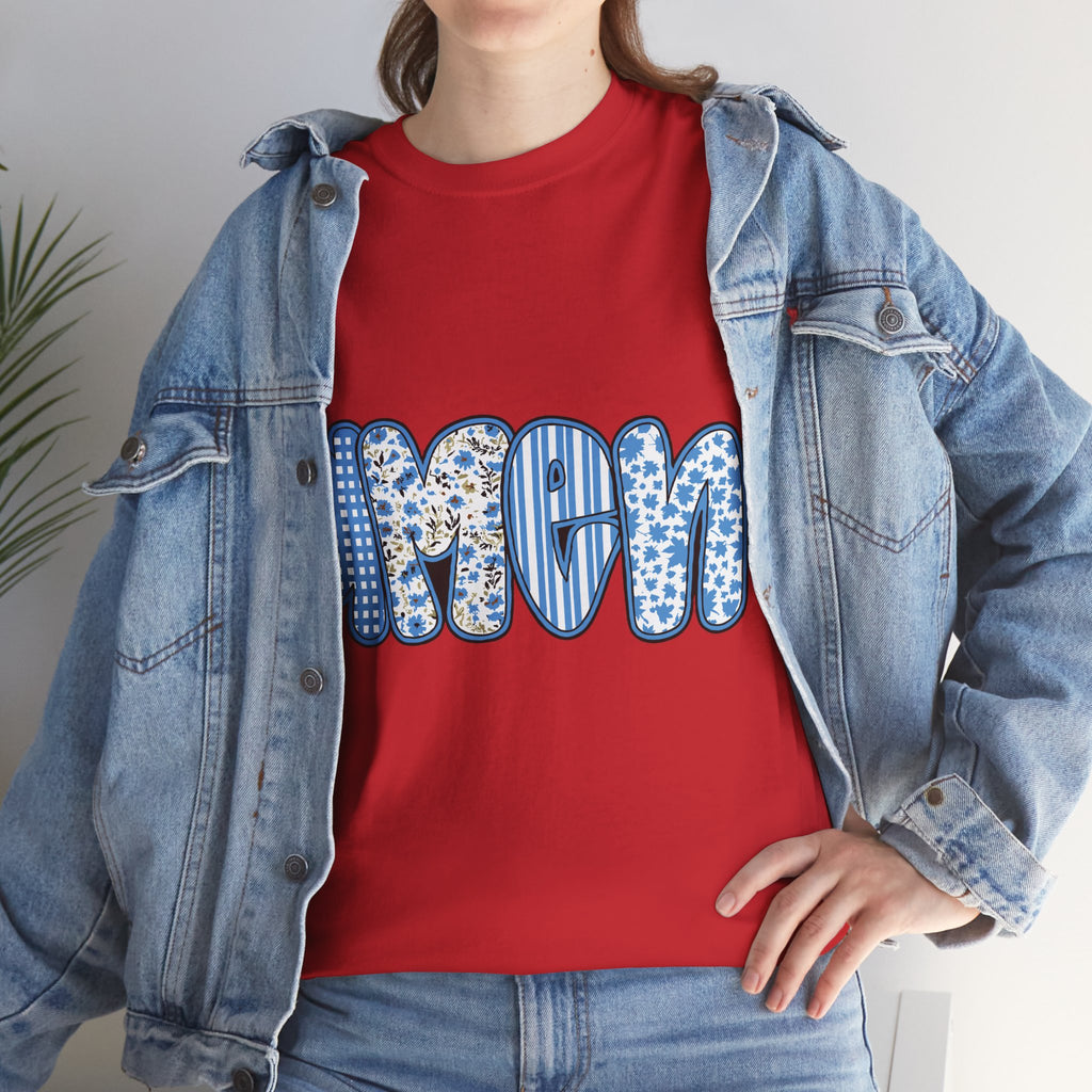 Amen Blue Floral Tee — Decorative Floral Lettering Christian Shirt Unisex Cotton Tee