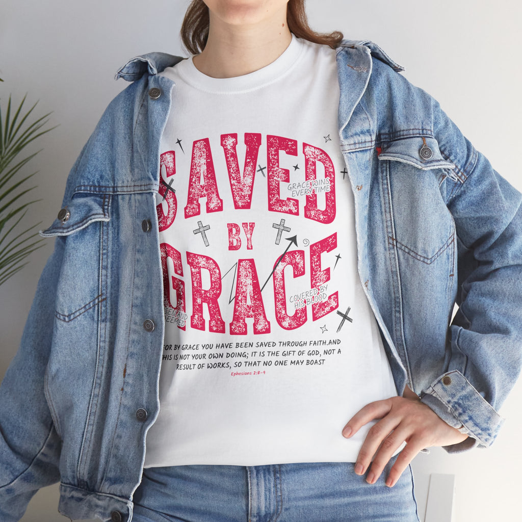 Saved by Grace Ephesians 2:8-9 Unisex Cotton T-Shirt