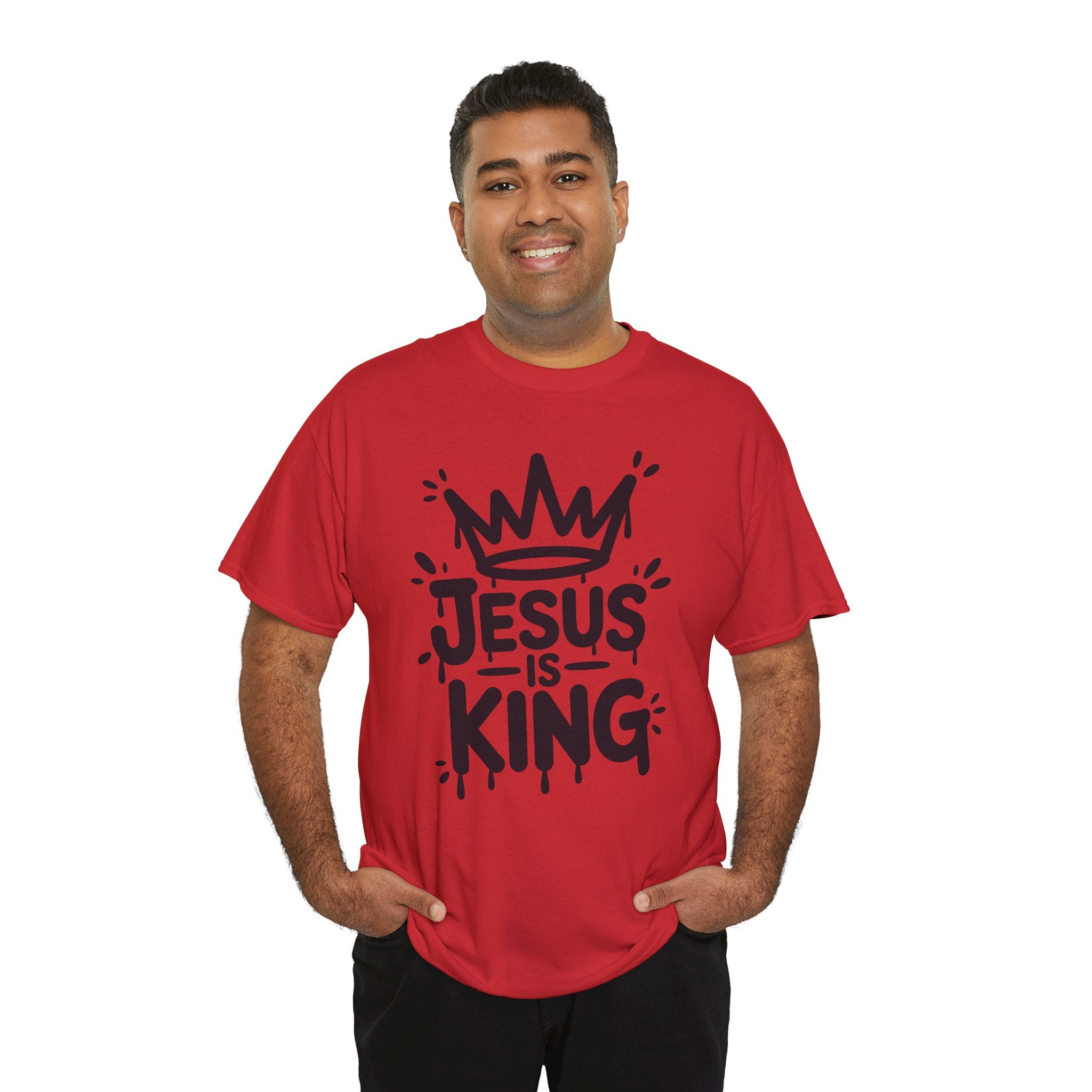 Jesus Is King Crown T-Shirt — Minimalist Christian Unisex Cotton Tee