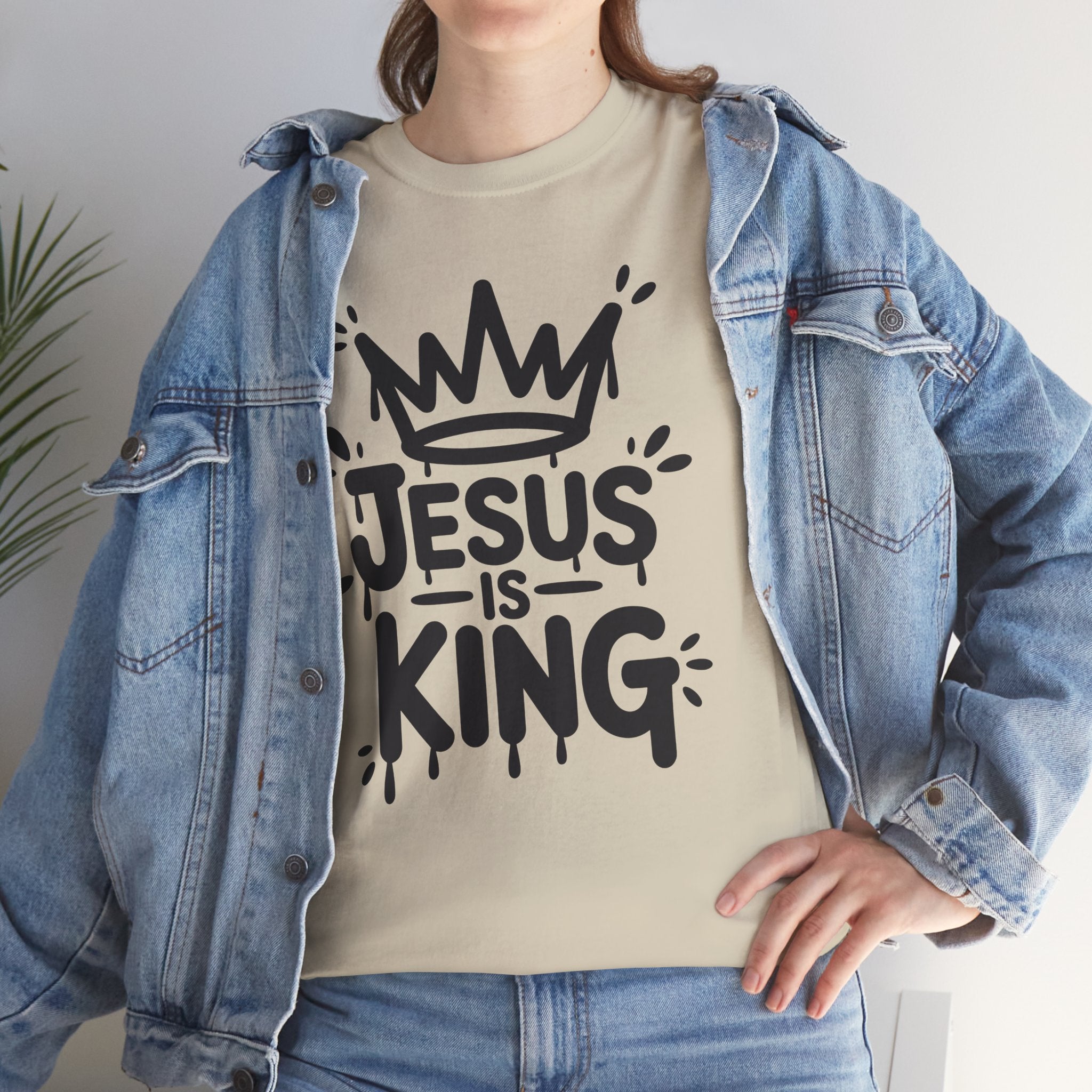 Jesus Is King Crown T-Shirt — Minimalist Christian Unisex Cotton Tee