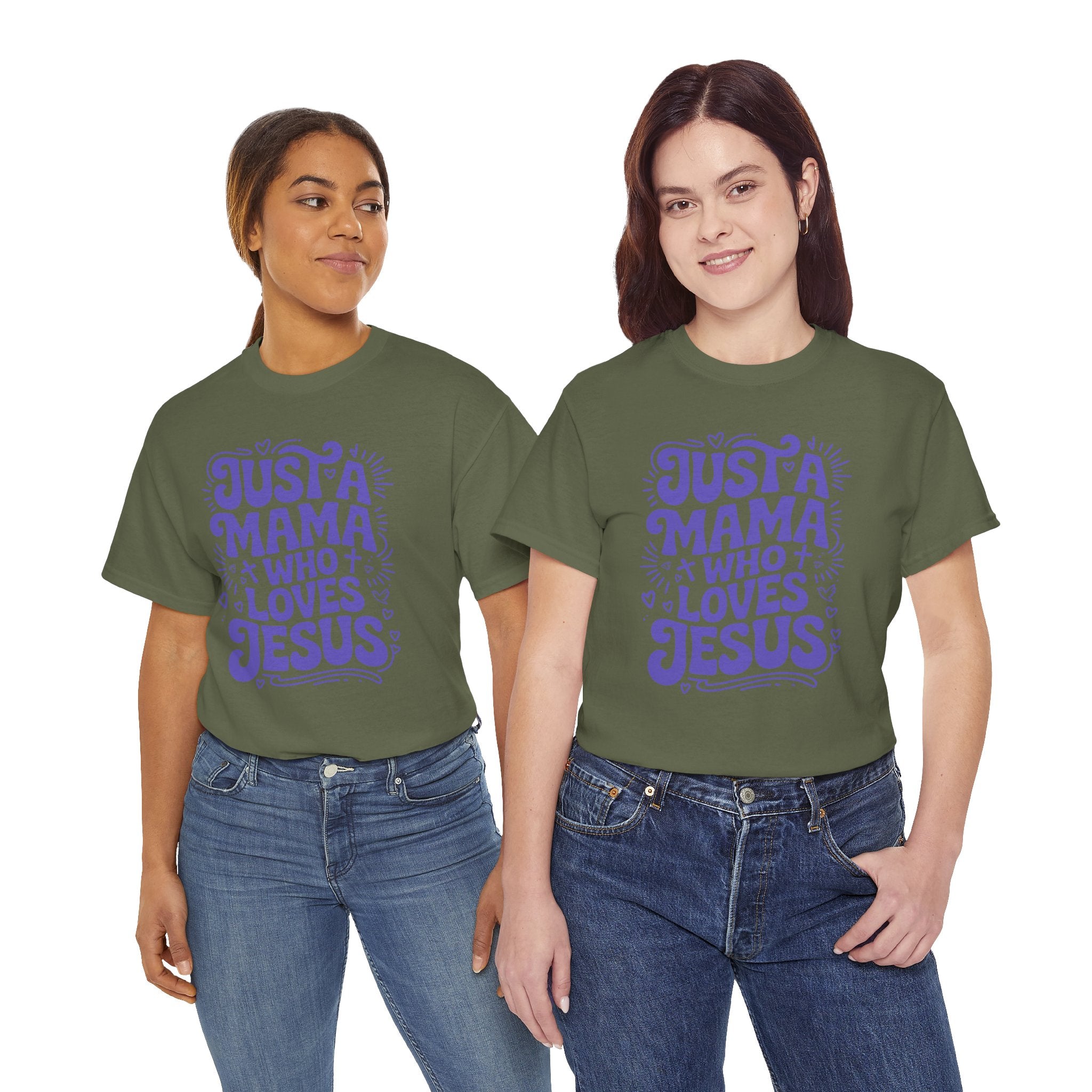 Mama Who Loves Jesus T-Shirt — Bright Green Bubbly Faith Unisex Cotton Tee