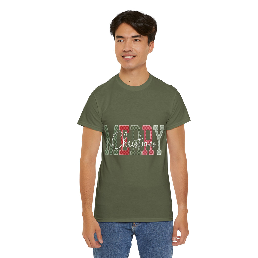 Plaid Merry Christmas Unisex Cotton Tee