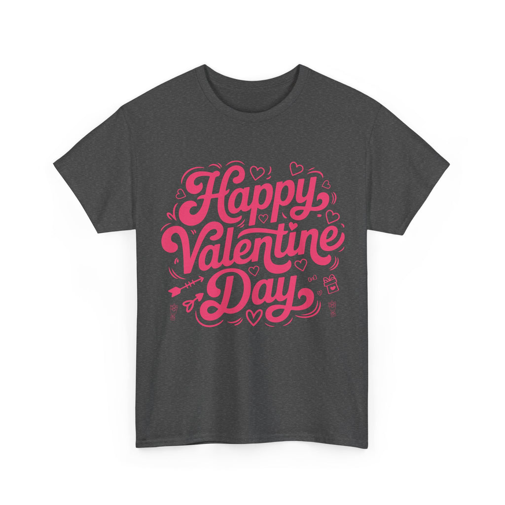 Happy Valentine Day Tee — Pink Heart & Love Icons Valentine's Unisex Cotton Shirt