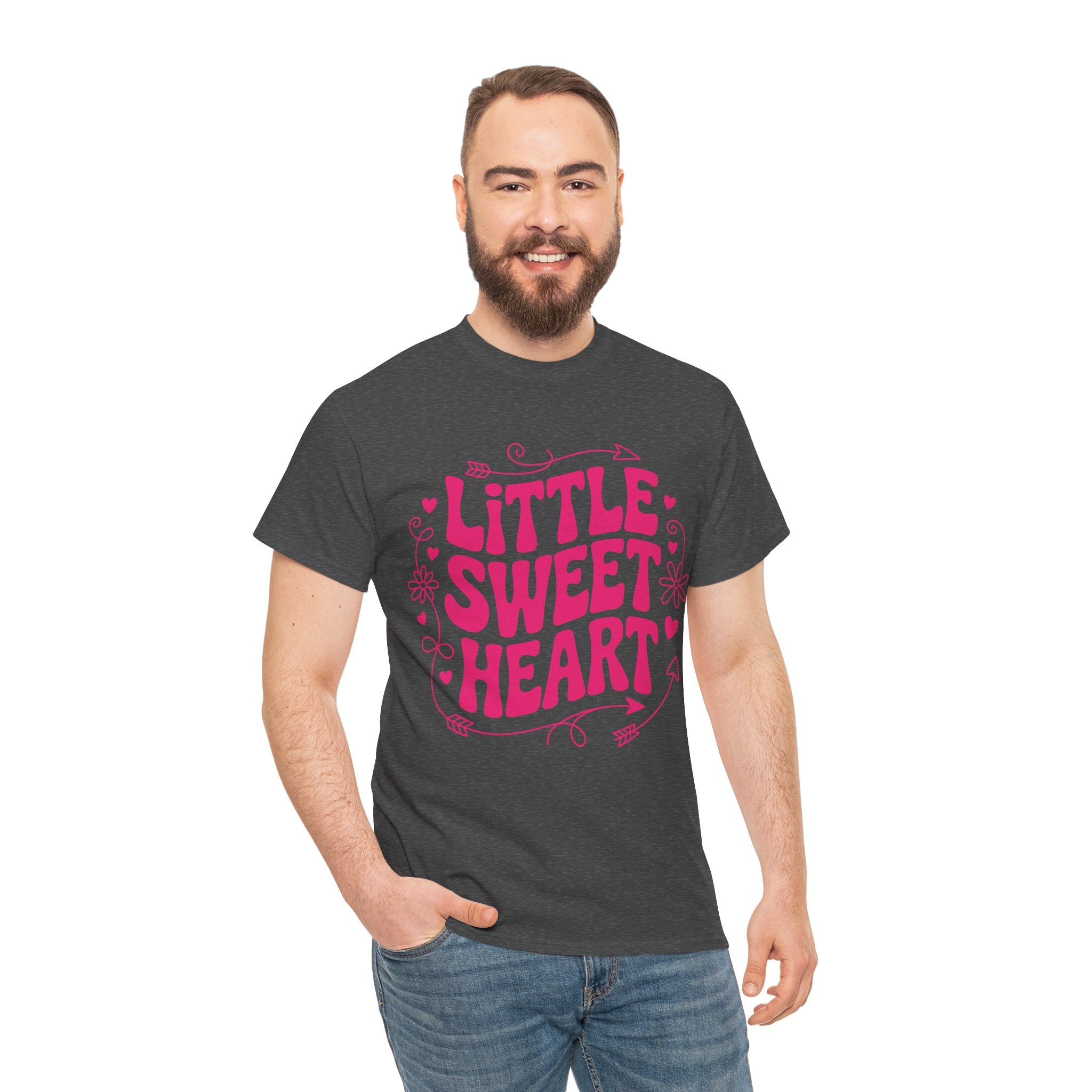 Little Sweetheart Retro Tee — Cute Red Hearts & Flowers Graphic Unisex Cotton Tee