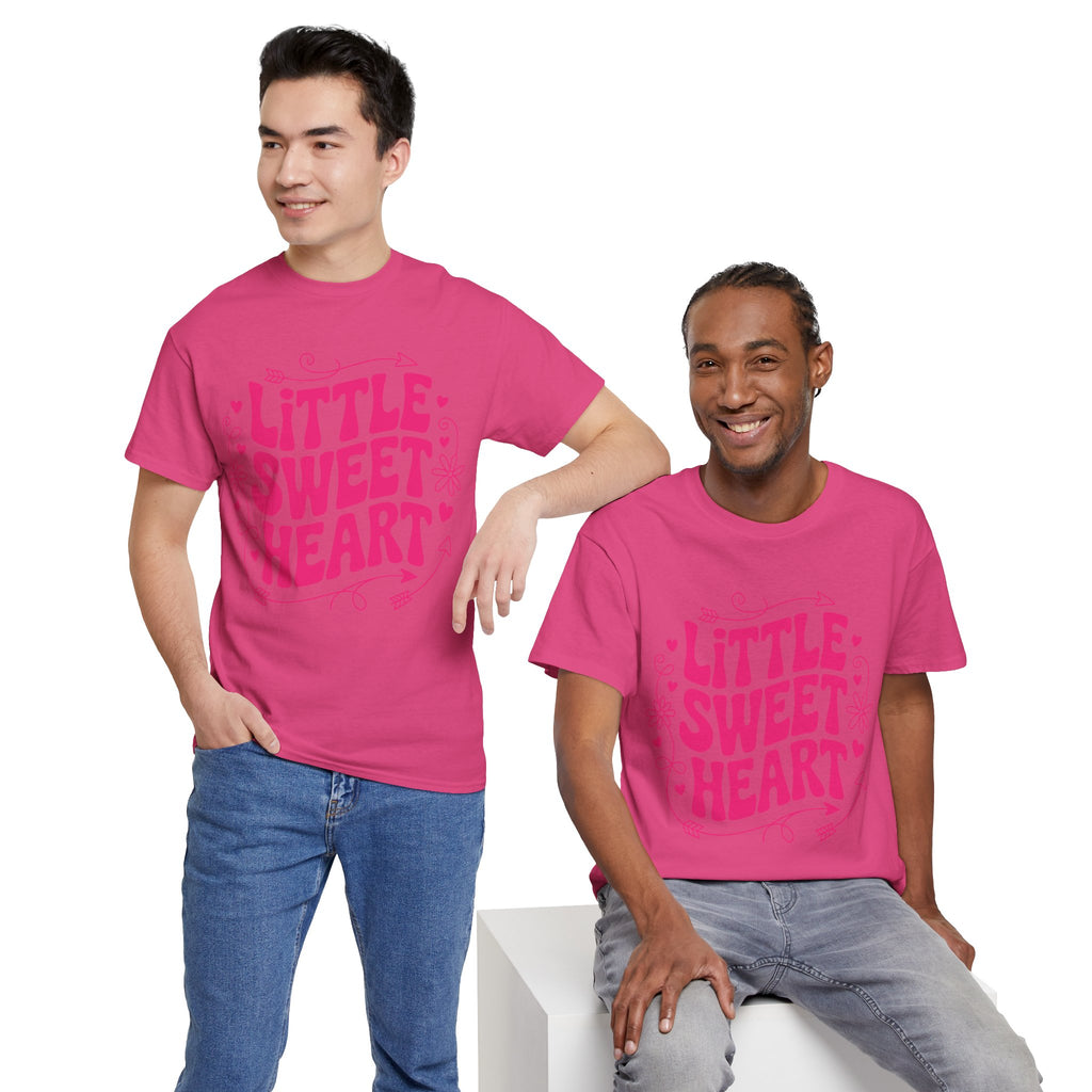 Little Sweetheart Retro Tee — Cute Red Hearts & Flowers Graphic Unisex Cotton Tee