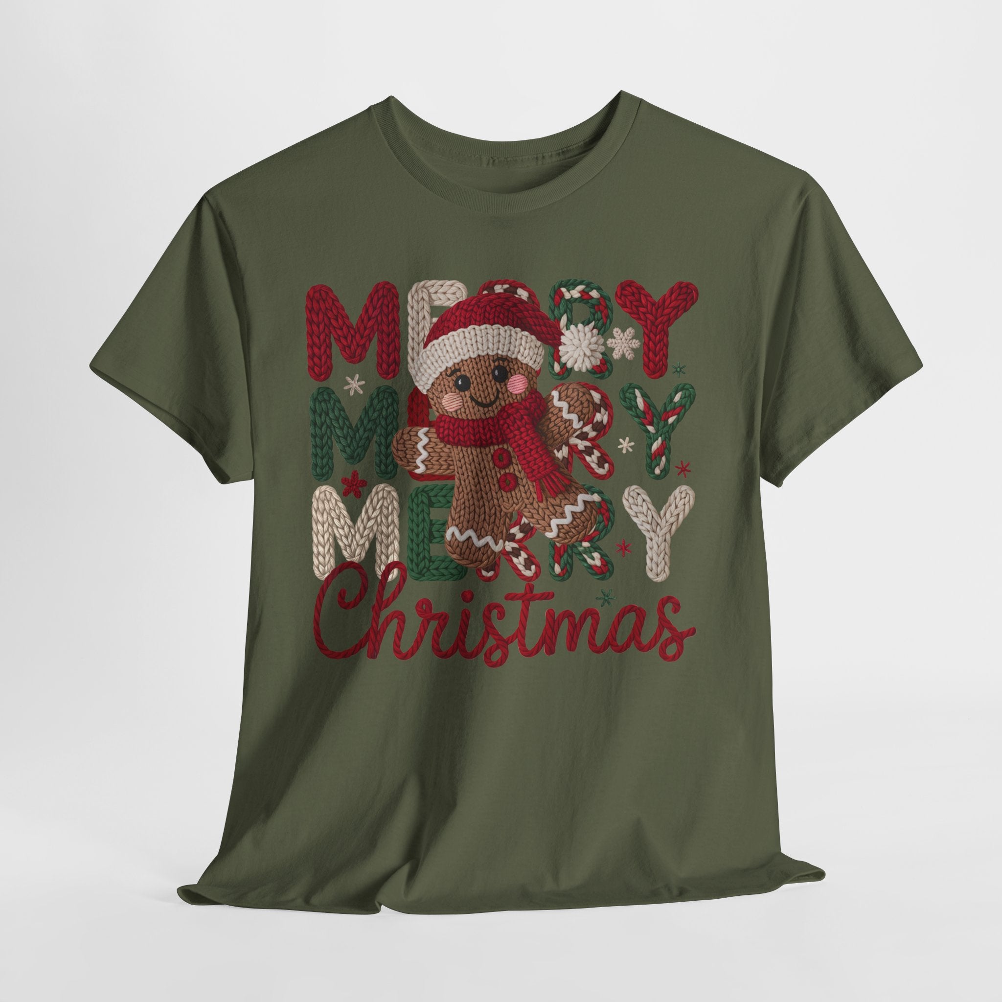 Merry Merry Merry Christmas Gingerbread Unisex Cotton Tee