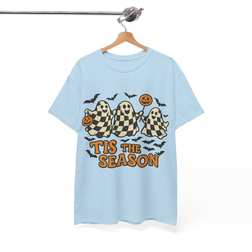 Halloween Ghosts Checker Pattern Unisex Cotton Tee