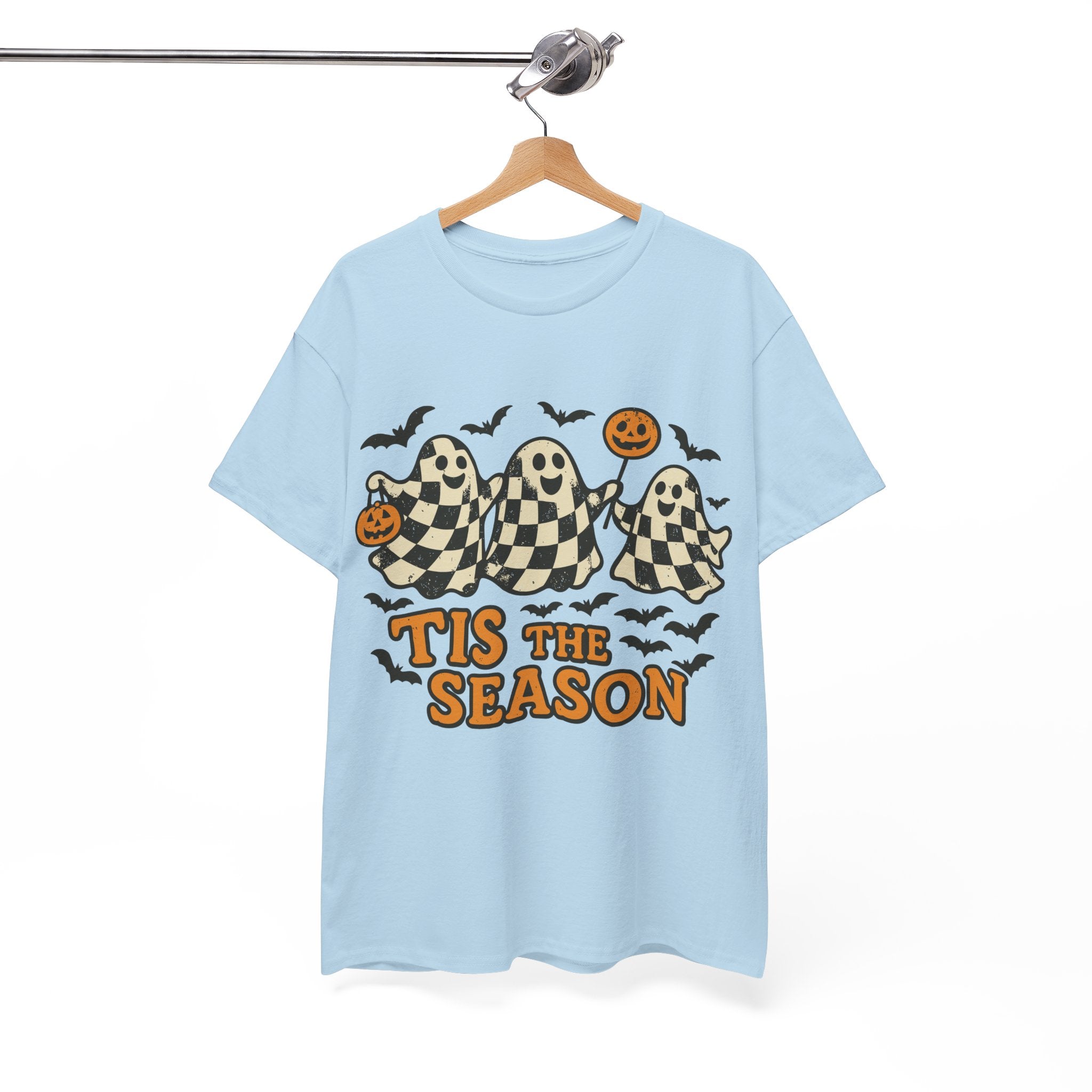 Halloween Ghosts Checker Pattern Unisex Cotton Tee