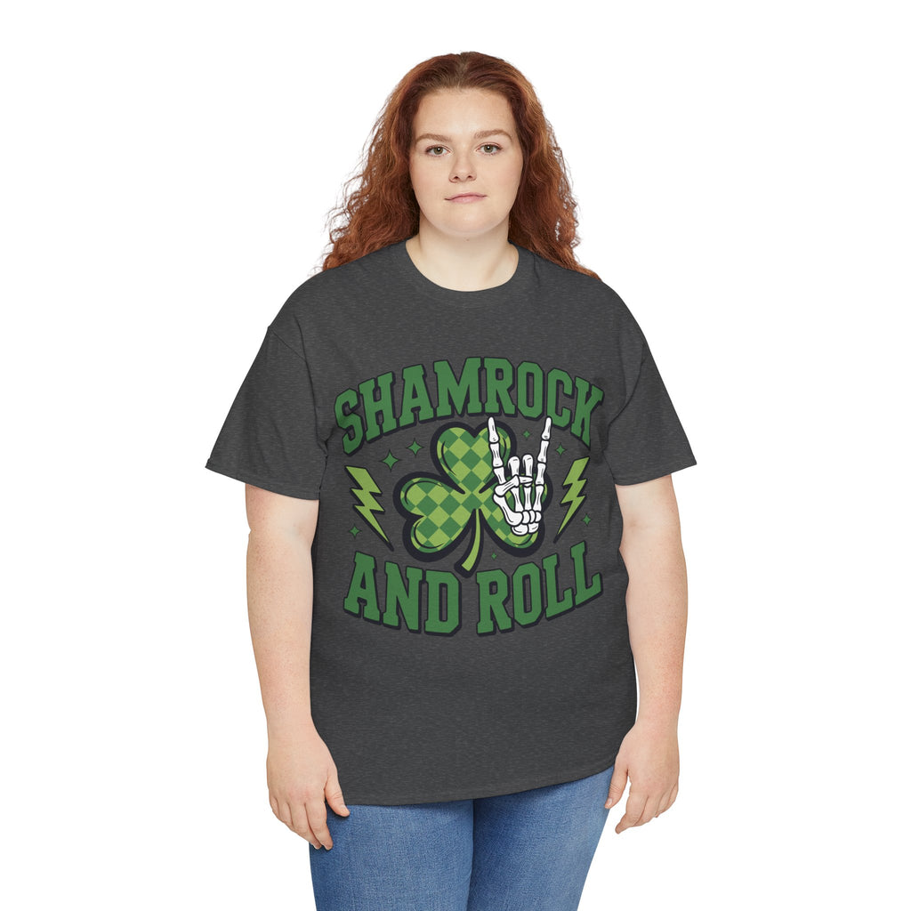 Shamrock and Roll Tee — Skeleton Hand & Lightning St. Patrick’s Rock Unisex Cotton Shirt