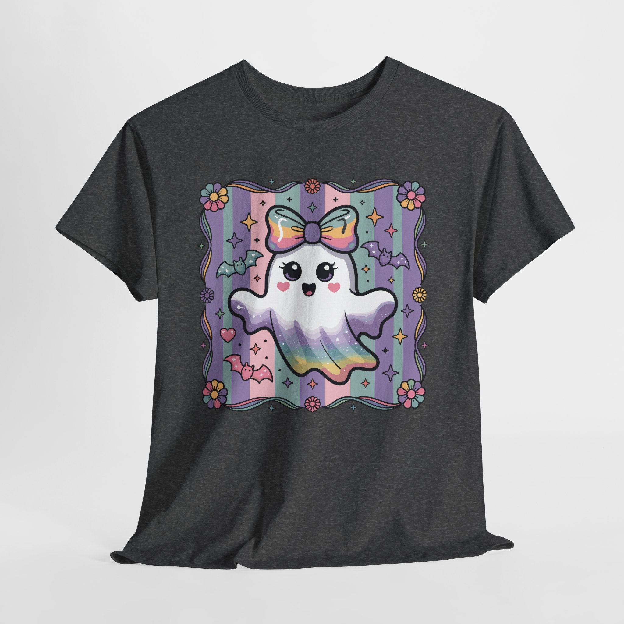Pastel Ghost Rainbow Bow Unisex Cotton Tee